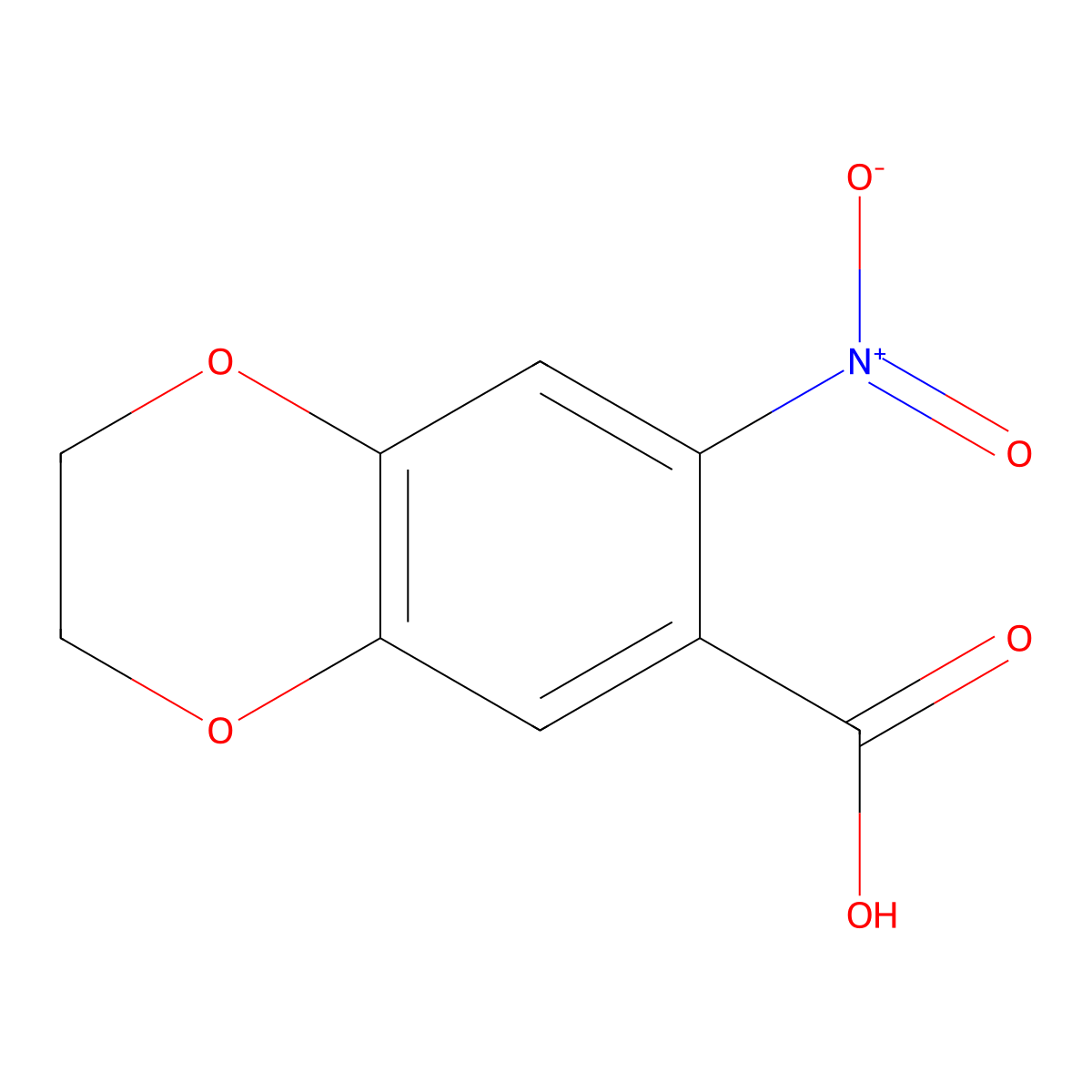 7-Nitro-2,3-dihydro-1,4-benzodioxine-6-carboxylic acid molecular structure, CAS 57672-33-0