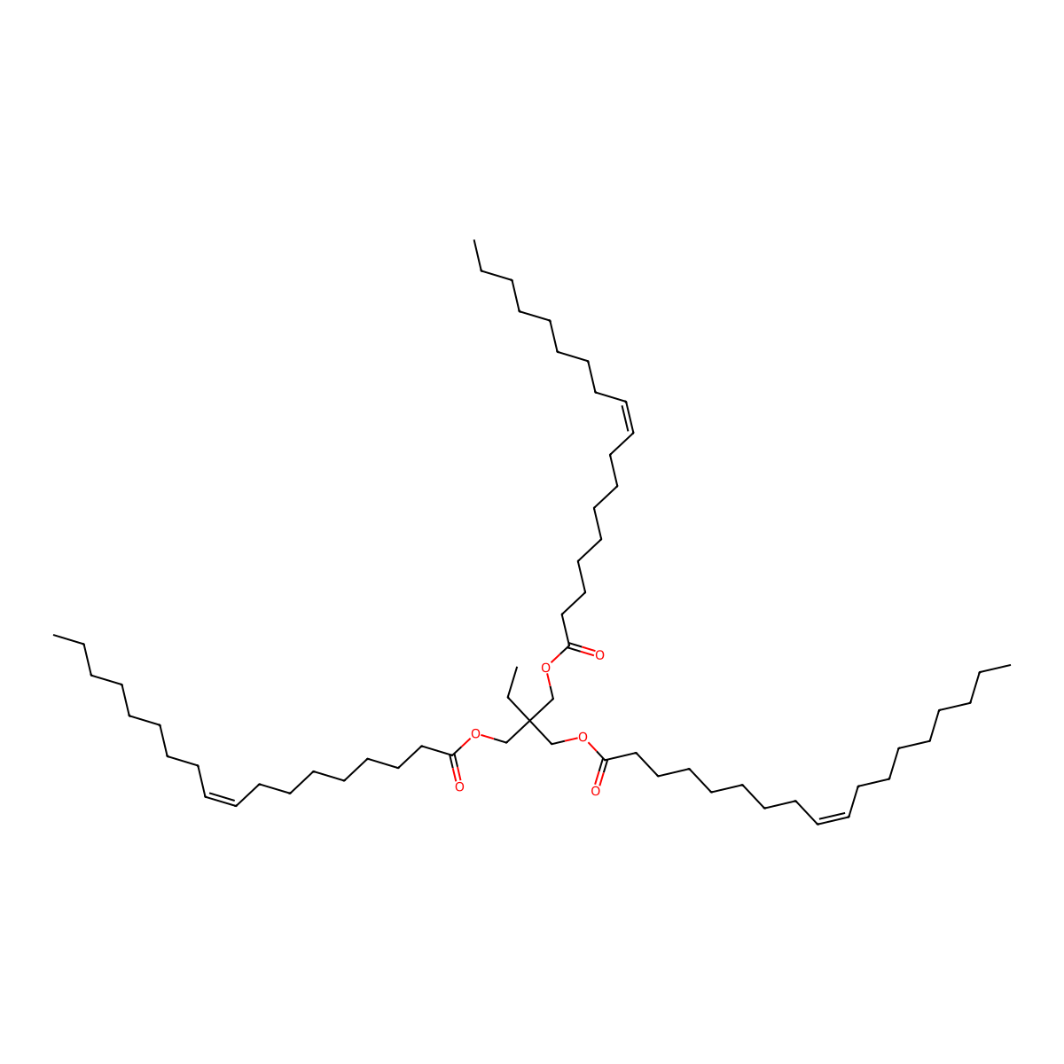 Trimethylolpropane trioleate molecular structure, CAS 57675-44-2