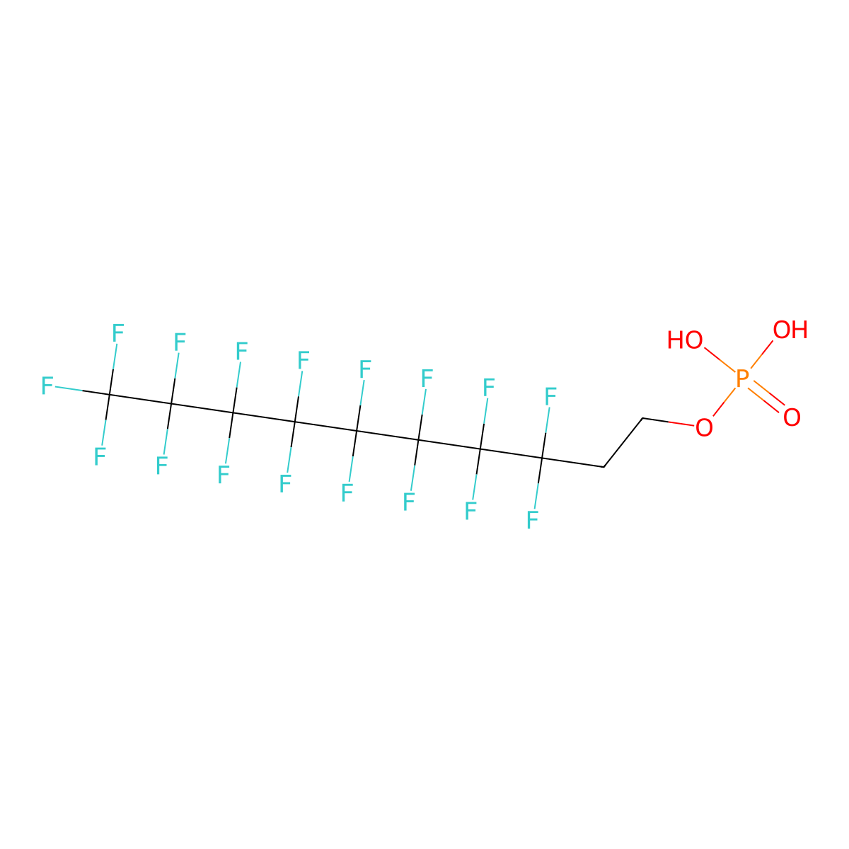 8:2 Fluorotelomer phosphate monoester molecular structure, CAS 57678-03-2