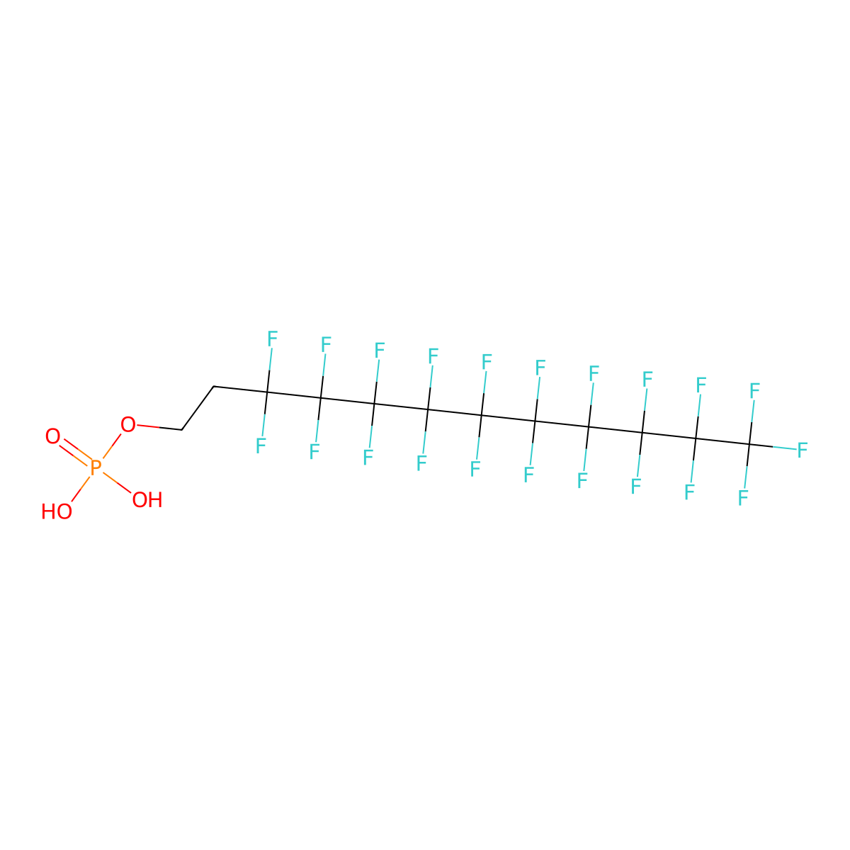 3,3,4,4,5,5,6,6,7,7,8,8,9,9,10,10,11,11,12,12,12-Henicosafluorododecyl dihydrogen phosphate molecular structure, CAS 57678-05-4