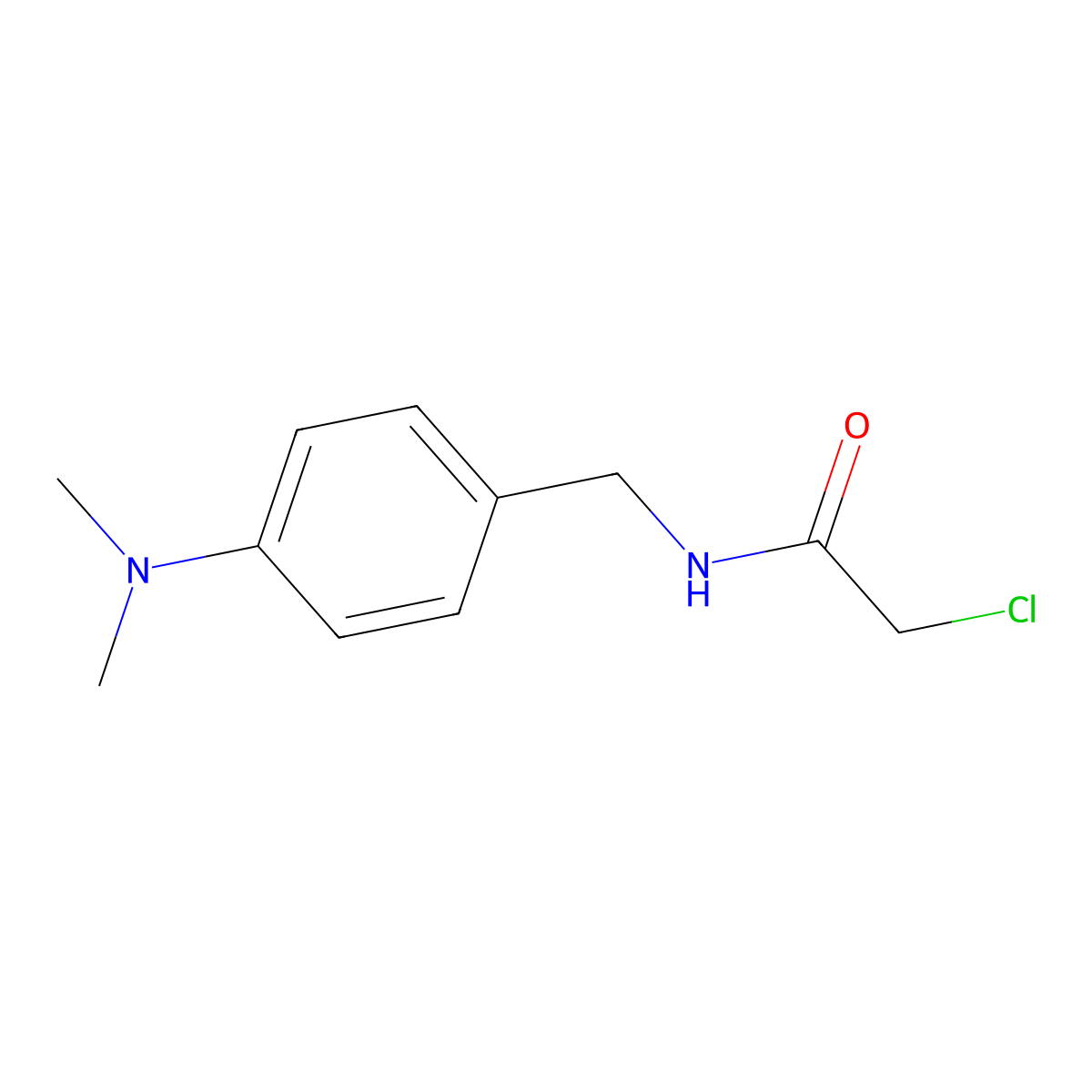2-chloro-N-((4-(dimethylamino)phenyl)methyl)acetamide molecular structure, CAS 57678-38-3