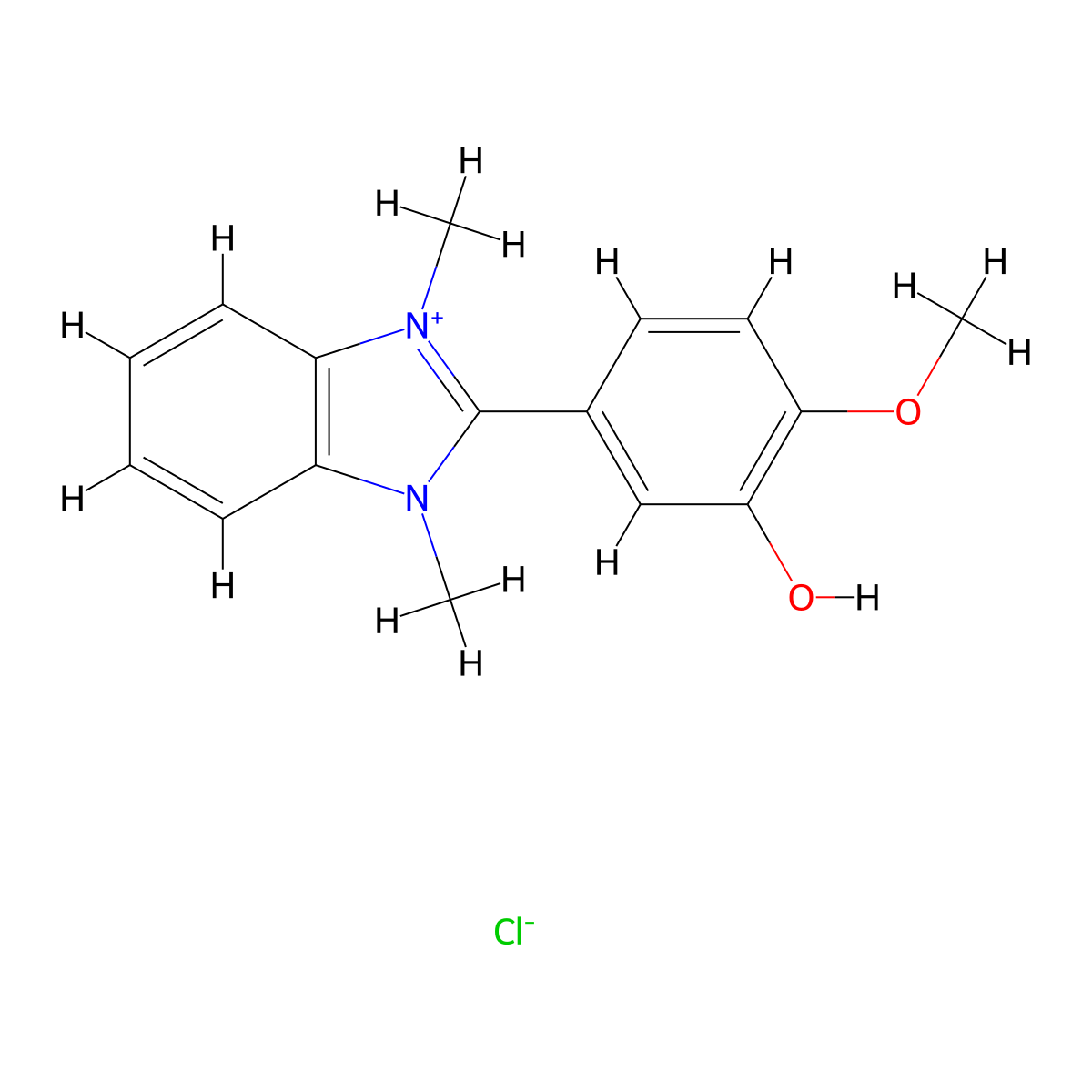 5-(1,3-Dimethylbenzimidazol-3-ium-2-yl)-2-methoxyphenol;chloride molecular structure, CAS 5768-00-3