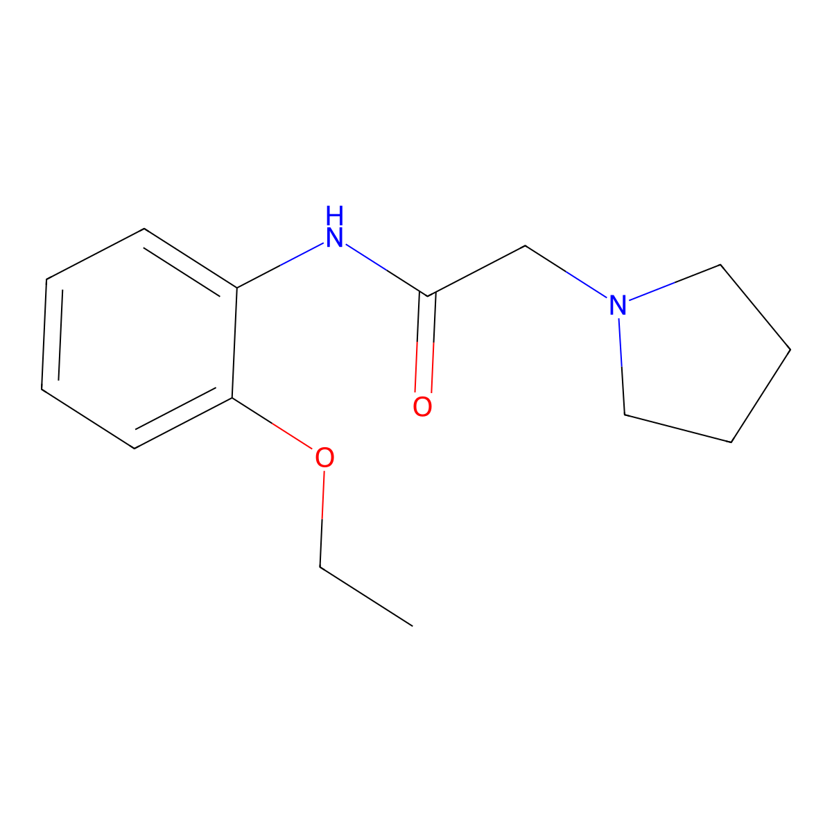 N-(2-ethoxyphenyl)-2-pyrrolidin-1-ylacetamide molecular structure, CAS 5768-75-2