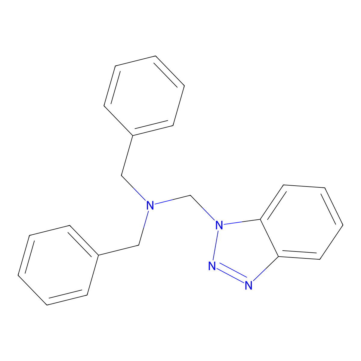 N-((1H-benzo[d][1,2,3]triazol-1-yl)methyl)-N-benzyl-1-phenylmethanamine molecular structure, CAS 57684-32-9