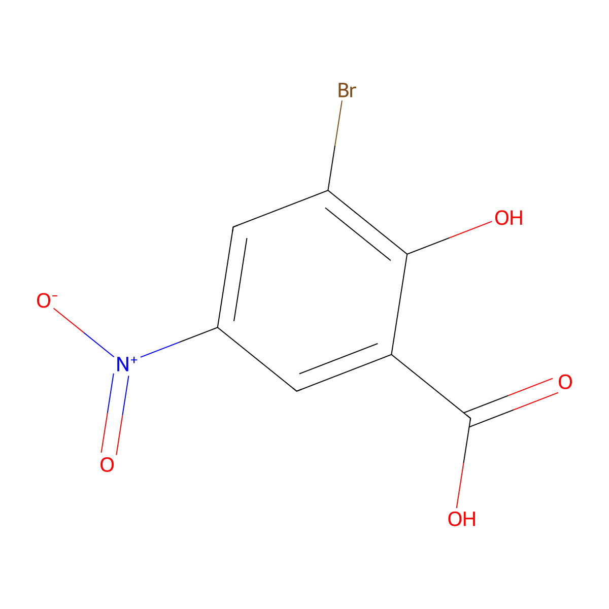 3-Bromo-2-hydroxy-5-nitrobenzenecarboxylic acid molecular structure, CAS 57688-24-1