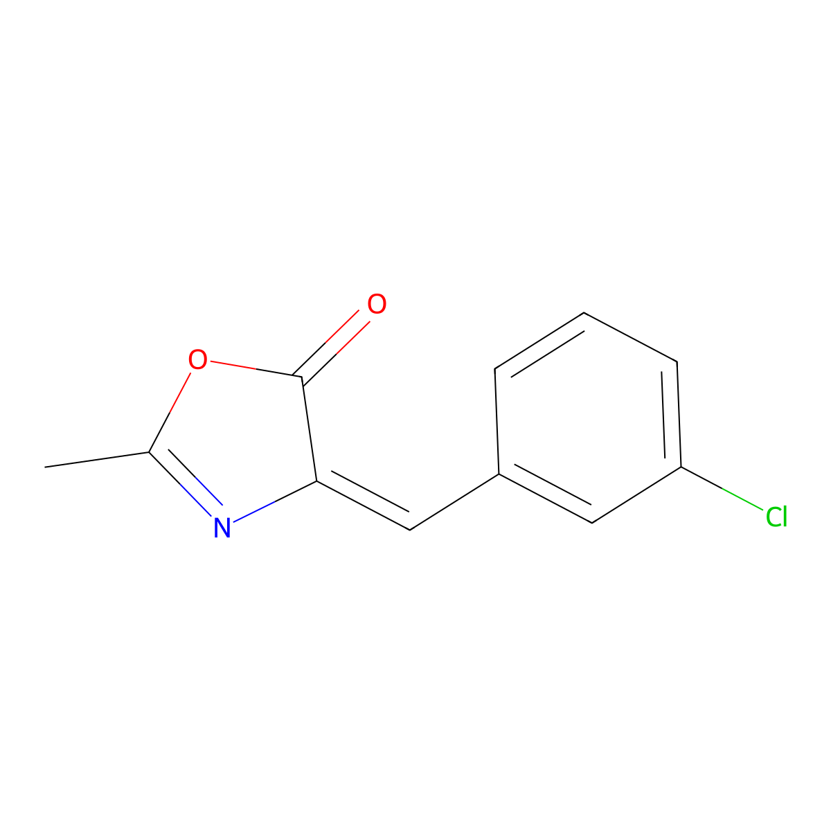 5(4H)-Oxazolone, 4-[(3-chlorophenyl)methylene]-2-methyl- molecular structure, CAS 57689-69-7