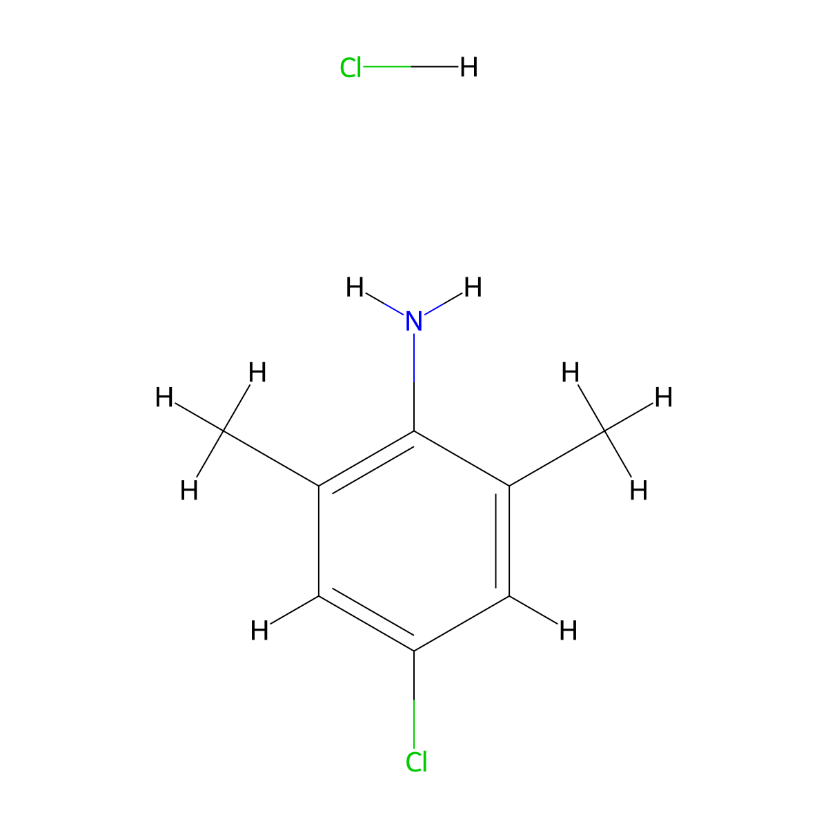 4-Chloro-2,6-dimethylaniline--hydrogen chloride (1/1) molecular structure, CAS 5769-32-4