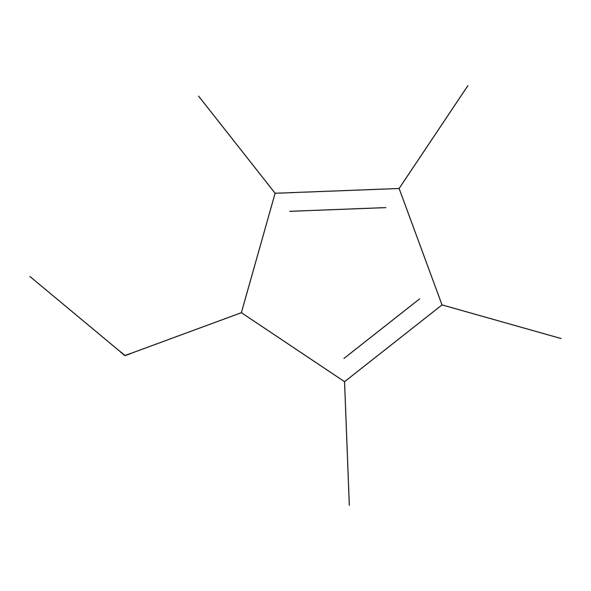 Ethyltetramethylcyclopentadiene molecular structure, CAS 57693-77-3