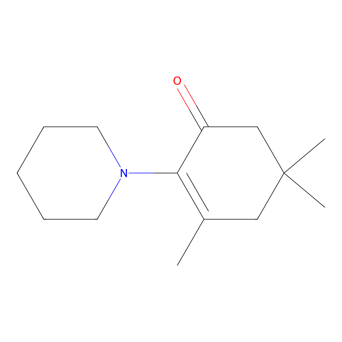 2-Cyclohexen-1-one, 3,5,5-trimethyl-2-(1-piperidinyl)- molecular structure, CAS 57696-92-1