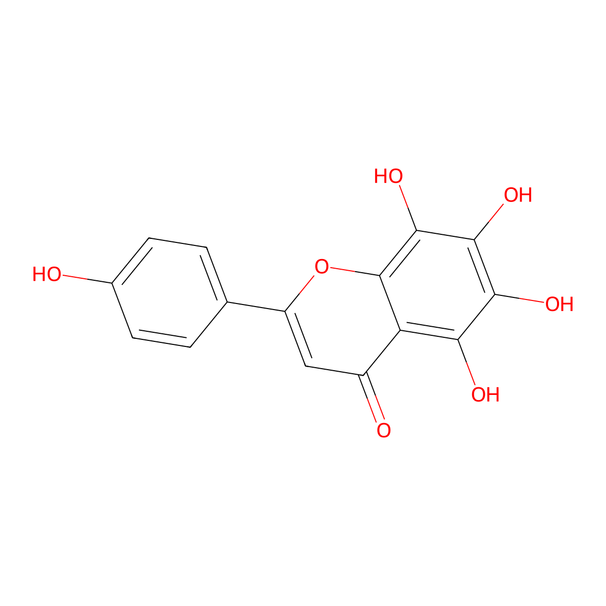 5,6,7,8-tetrahydroxy-2-(4-hydroxyphenyl)-4H-1-benzopyran-4-one molecular structure, CAS 577-26-4