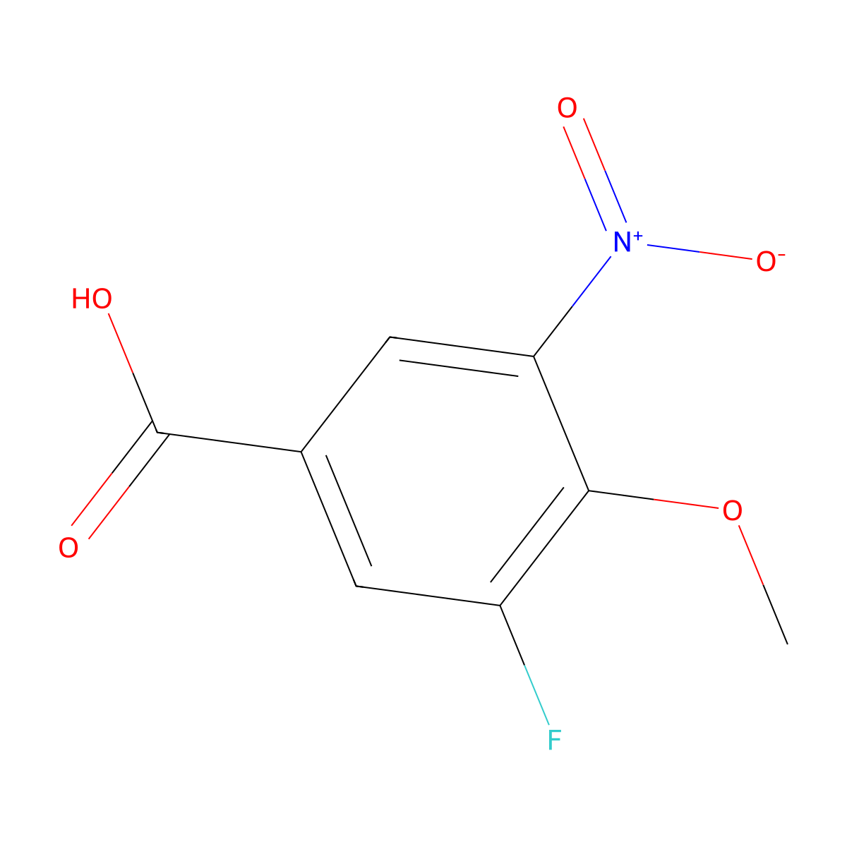3-Fluoro-4-methoxy-5-nitrobenzoic acid molecular structure, CAS 577-39-9