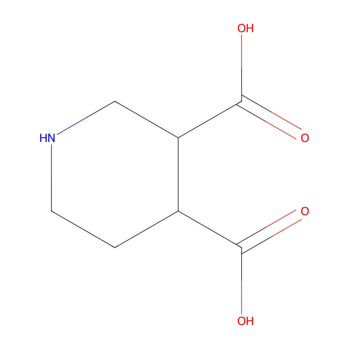Piperidine-3,4-dicarboxylic Acid molecular structure, CAS 577-58-2