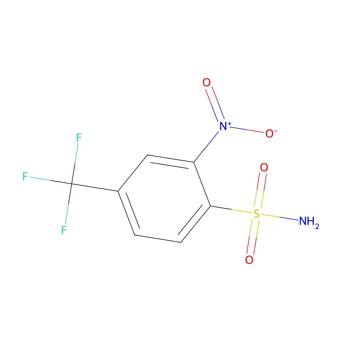2-Nitro-4-(trifluoromethyl)benzenesulfonamide molecular structure, CAS 577-61-7