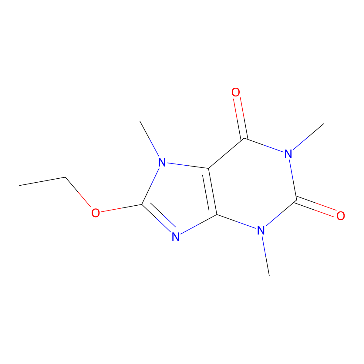 8-Ethoxy-3,7-dihydro-1,3,7-trimethyl-1H-purine-2,6-dione molecular structure, CAS 577-66-2
