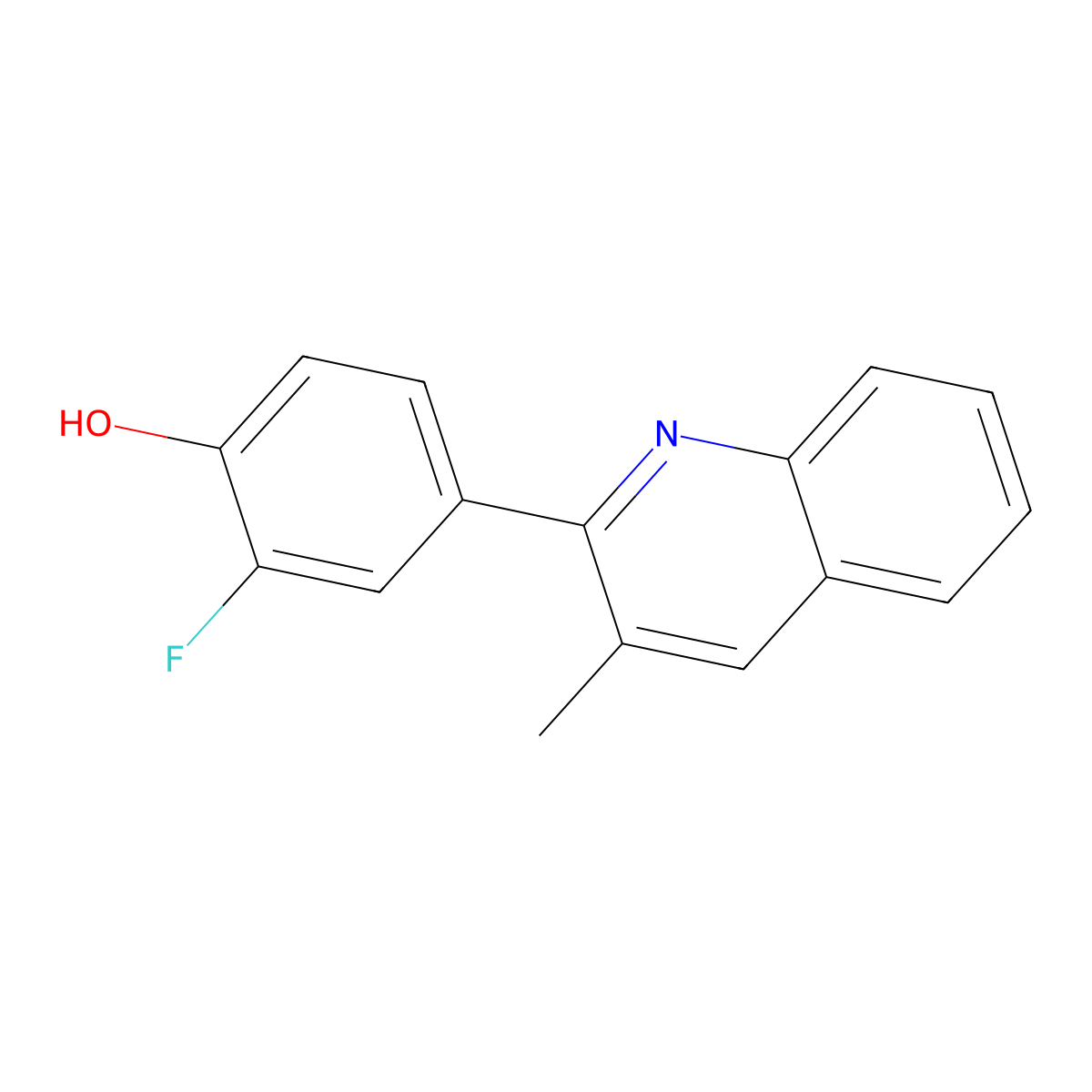 2-Fluoro-4-(3-methyl-2-quinolinyl)phenol molecular structure, CAS 577-87-7