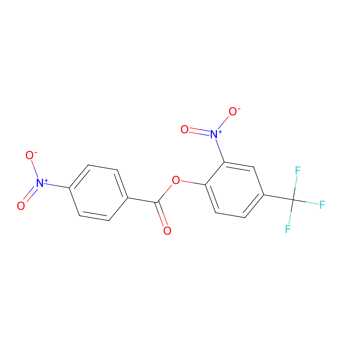 Phenol, 2-nitro-4-(trifluoromethyl)-, 1-(4-nitrobenzoate) molecular structure, CAS 577-98-0