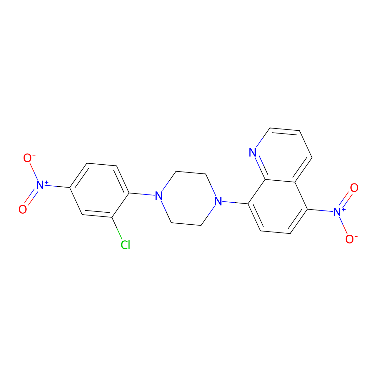 8-[4-(2-Chloro-4-nitrophenyl)piperazin-1-yl]-5-nitroquinoline molecular structure, CAS 5770-15-0