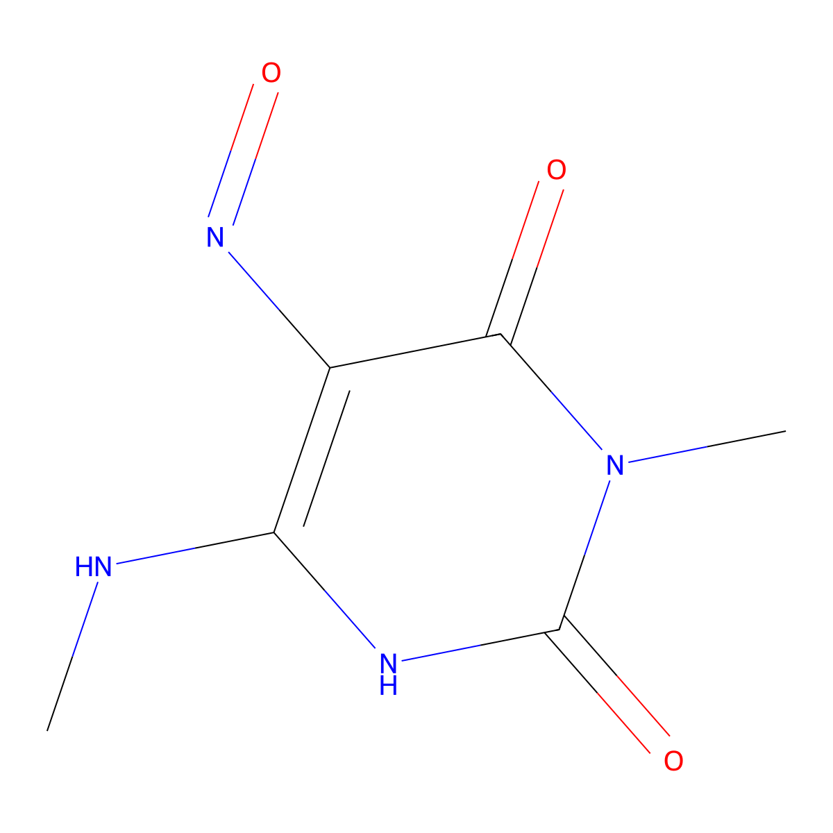 3-methyl-6-(methylamino)-5-nitrosopyrimidine-2,4(1H,3H)-dione molecular structure, CAS 5770-19-4