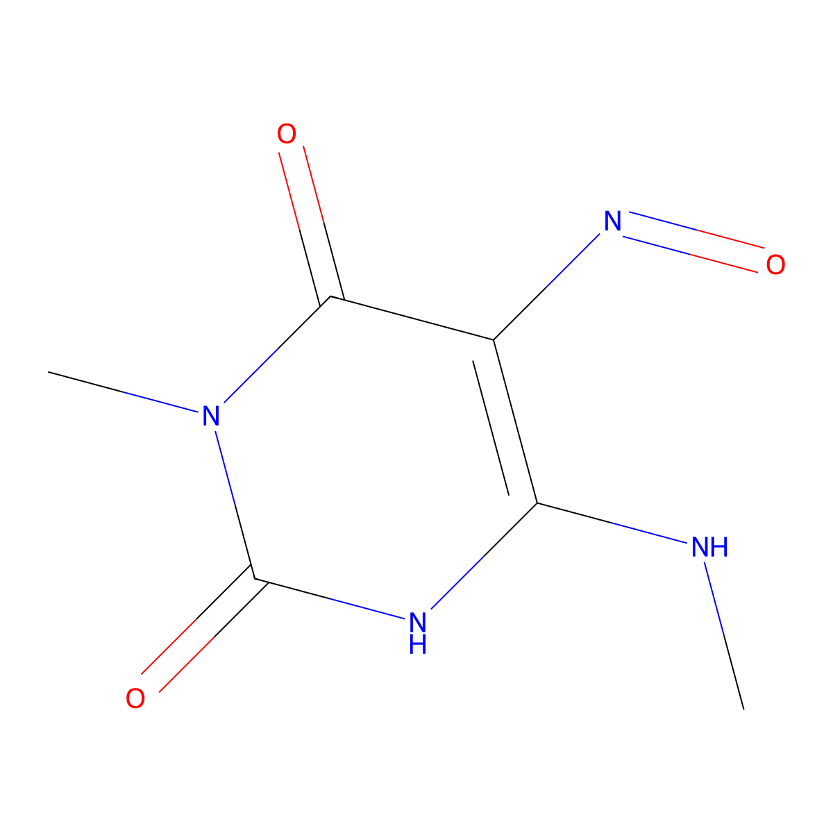 3-methyl-6-(methylamino)-5-nitrosopyrimidine-2,4(1H,3H)-dione molecular structure, CAS 5770-19-4