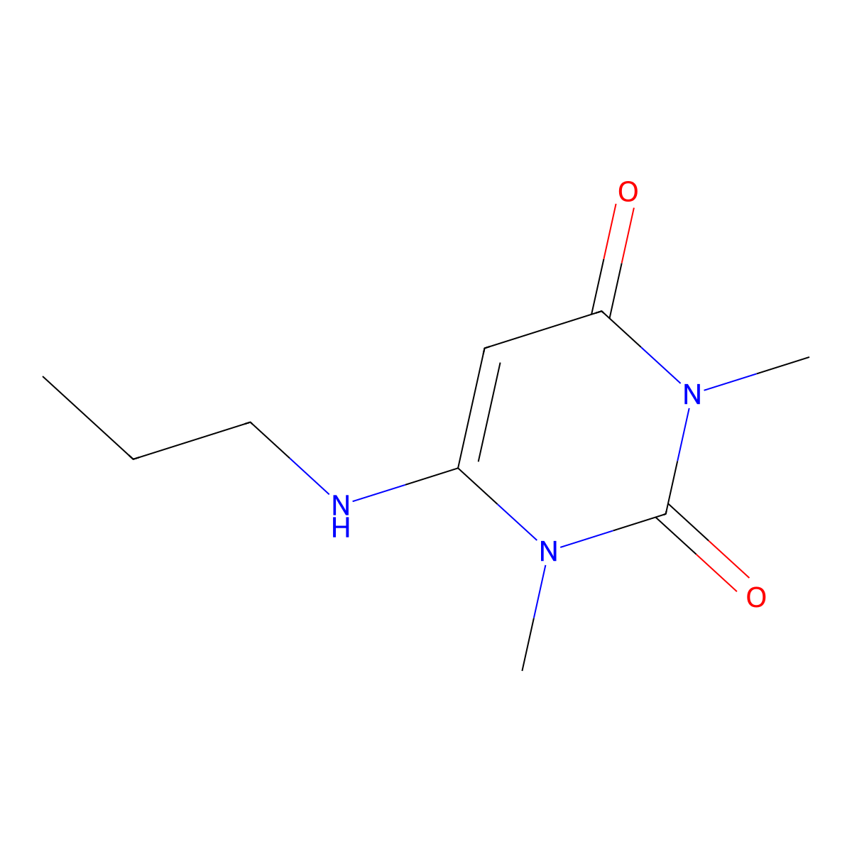 1,3-Dimethyl-6-(propylamino)pyrimidine-2,4-dione molecular structure, CAS 5770-45-6