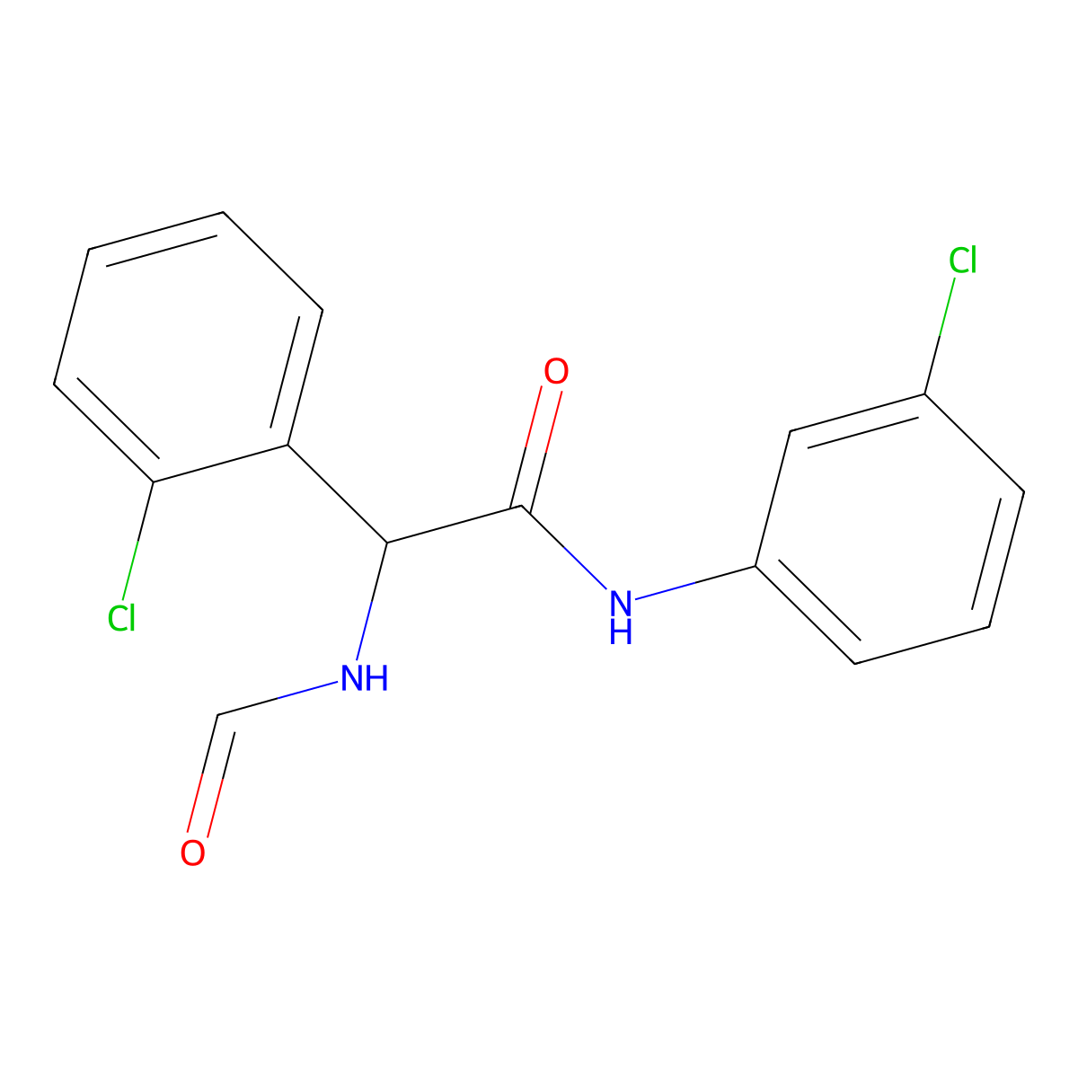 2-(2-chlorophenyl)-N-(3-chlorophenyl)-2-(formylamino)acetamide molecular structure, CAS 5770-91-2