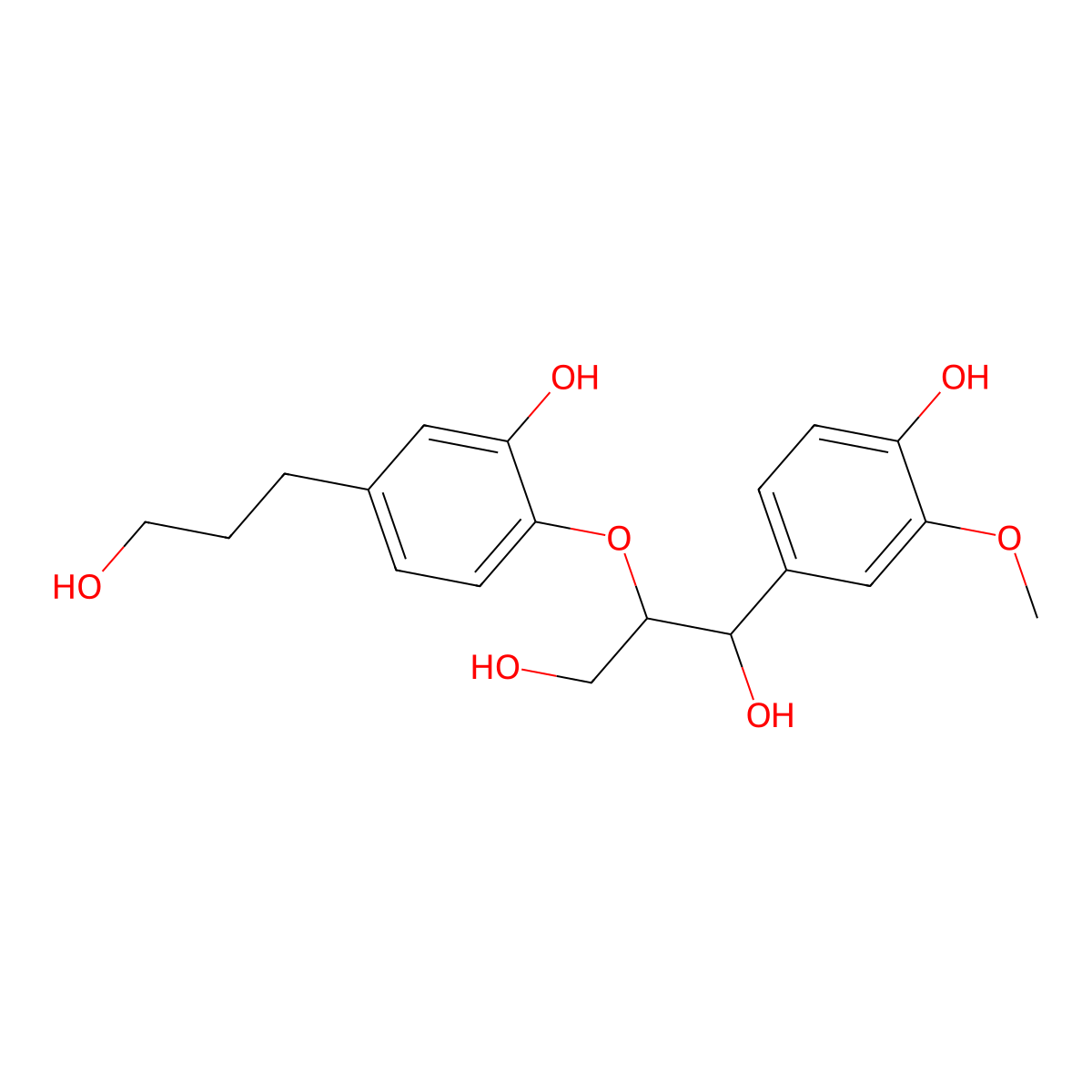 2-[2-Hydroxy-4-(3-hydroxypropyl)phenoxy]-1-(4-hydroxy-3-methoxyphenyl)propane-1,3-diol molecular structure, CAS 57701-87-8