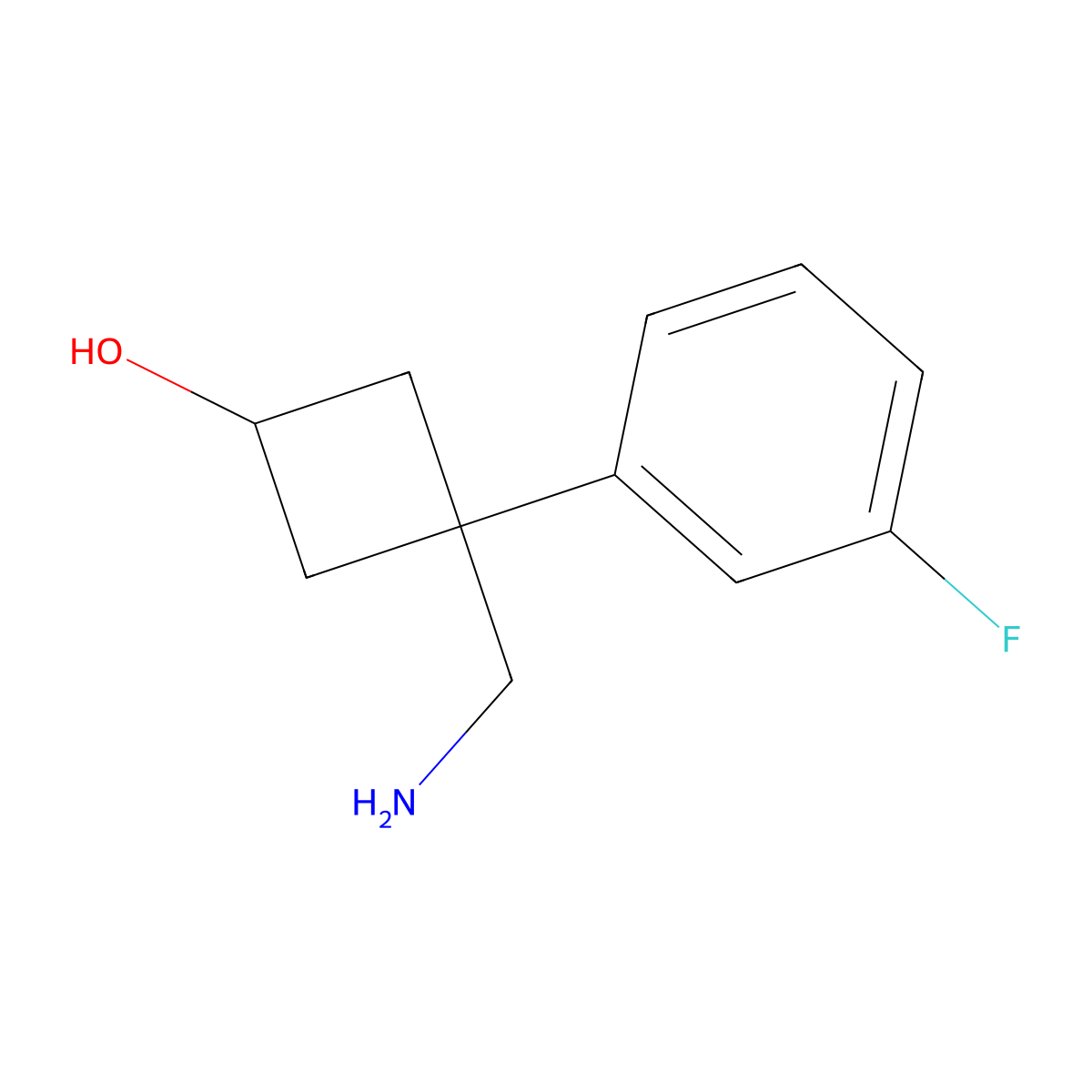 3-(Aminomethyl)-3-(3-fluorophenyl)cyclobutan-1-ol molecular structure, CAS 577038-60-9