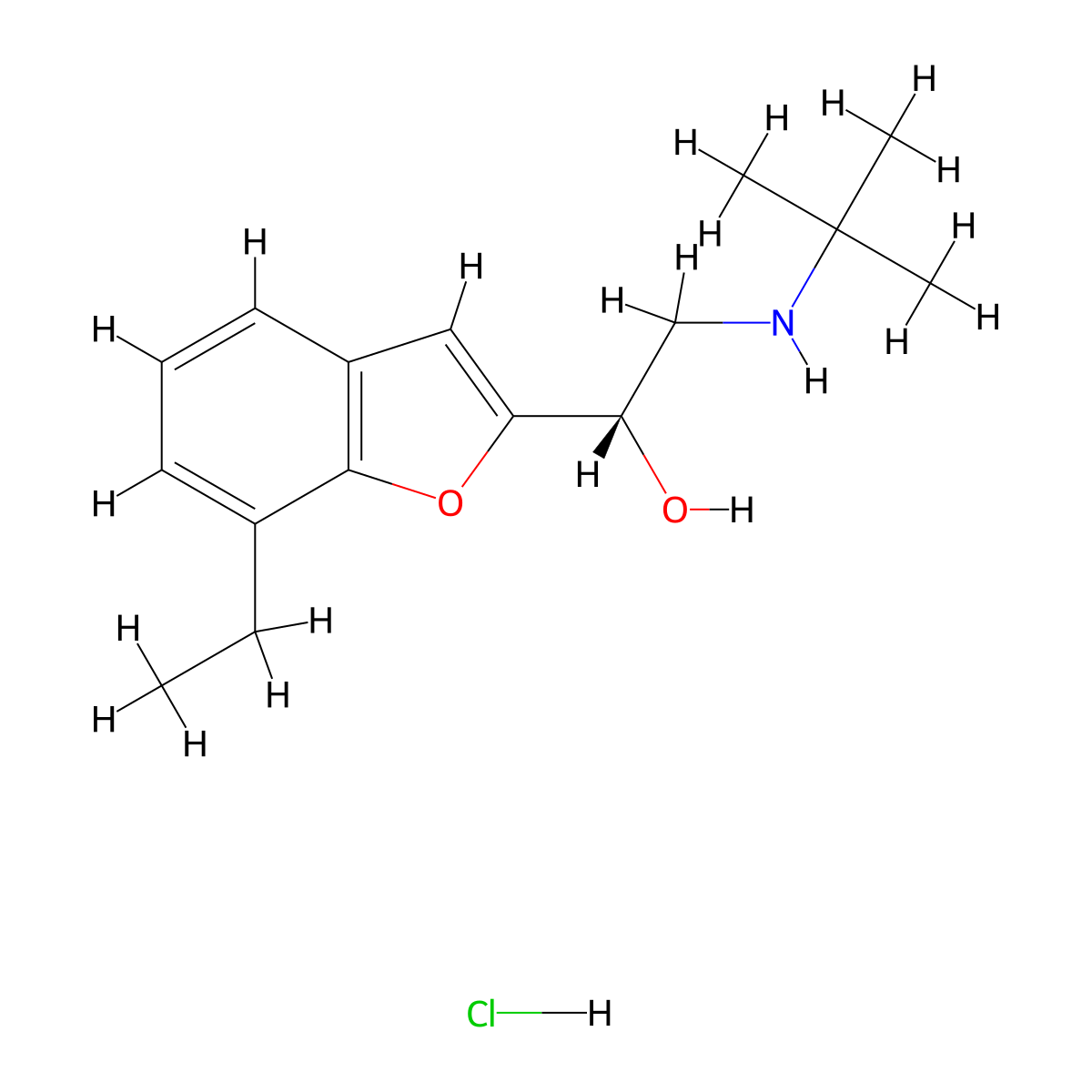 Bufuralol hydrochloride, (-)- molecular structure, CAS 57704-10-6