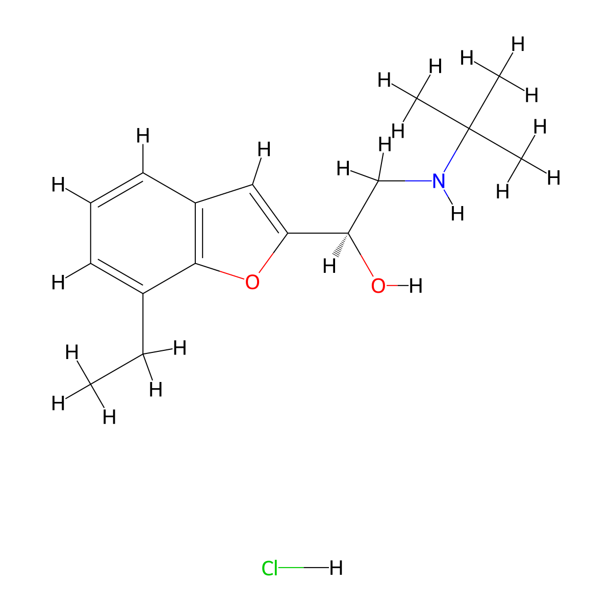 Bufuralol hydrochloride, (+)- molecular structure, CAS 57704-11-7