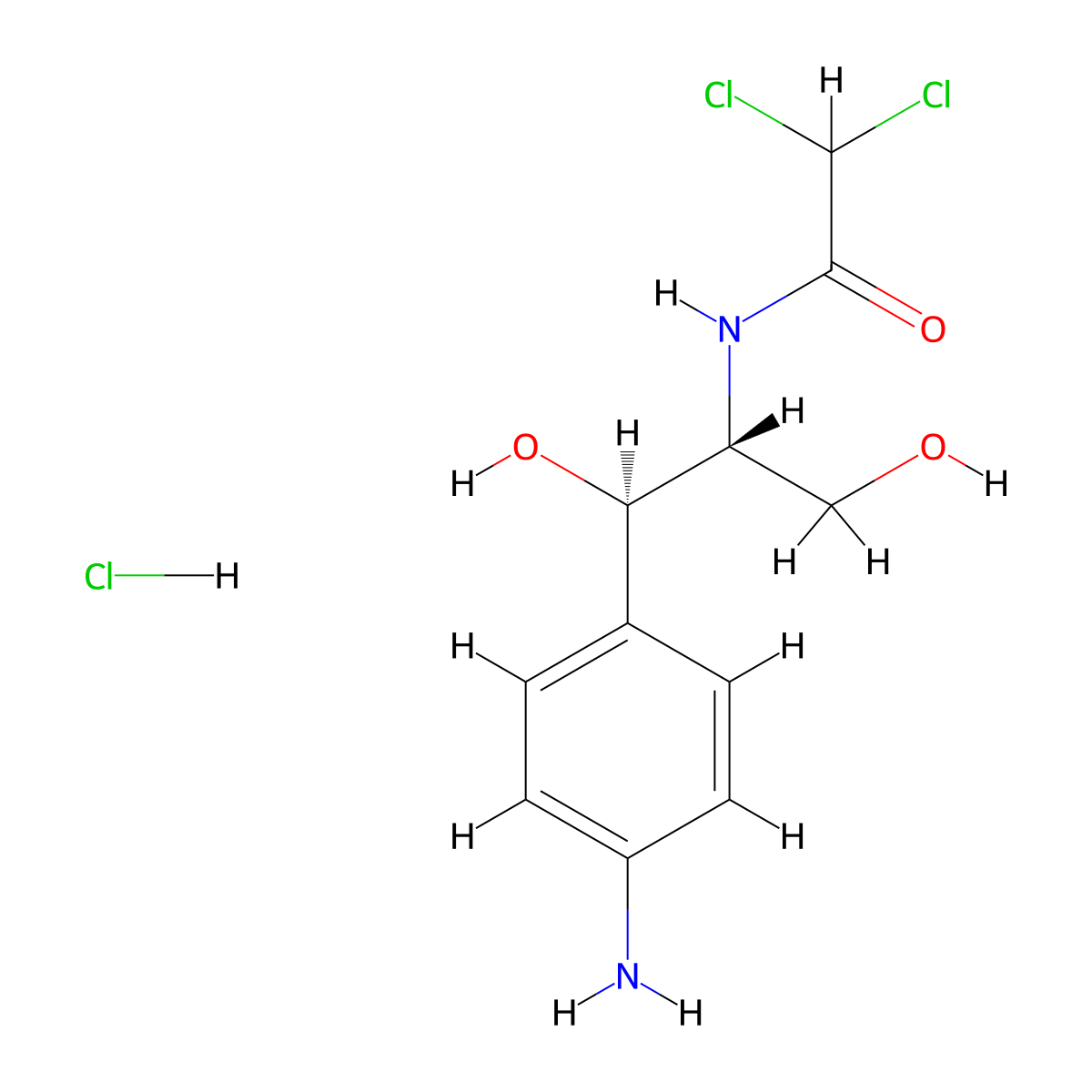 D-threo-1-(4-Aminophenyl)-2-dichloroacetylamino-1,3-propanediol Hydrochloride molecular structure, CAS 57704-36-6