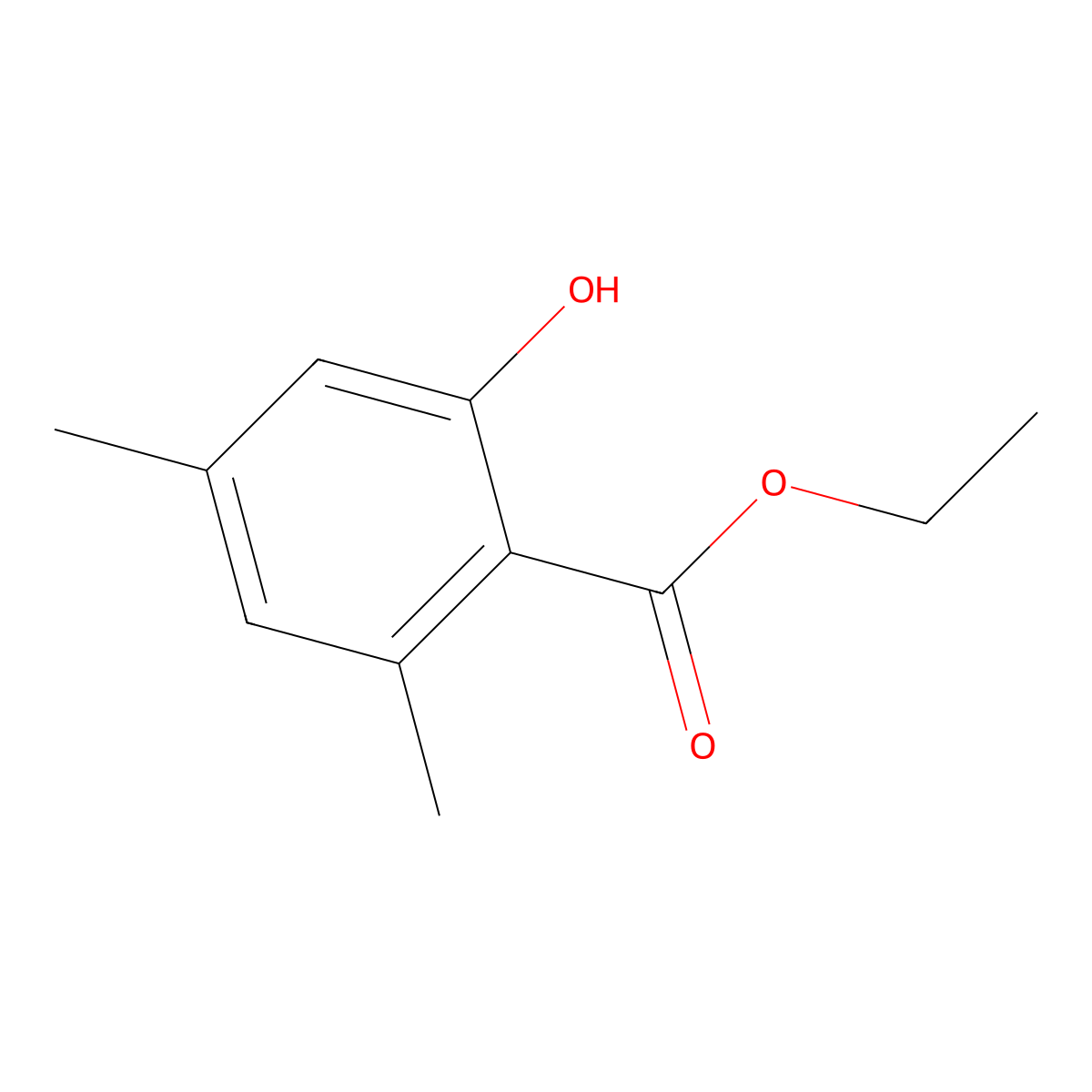 Benzoic acid, 2-hydroxy-4,6-dimethyl-, ethyl ester molecular structure, CAS 57705-17-6