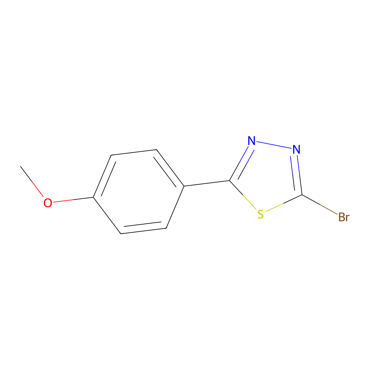 2-Bromo-5-(4-methoxyphenyl)-1,3,4-thiadiazole molecular structure, CAS 57709-54-3