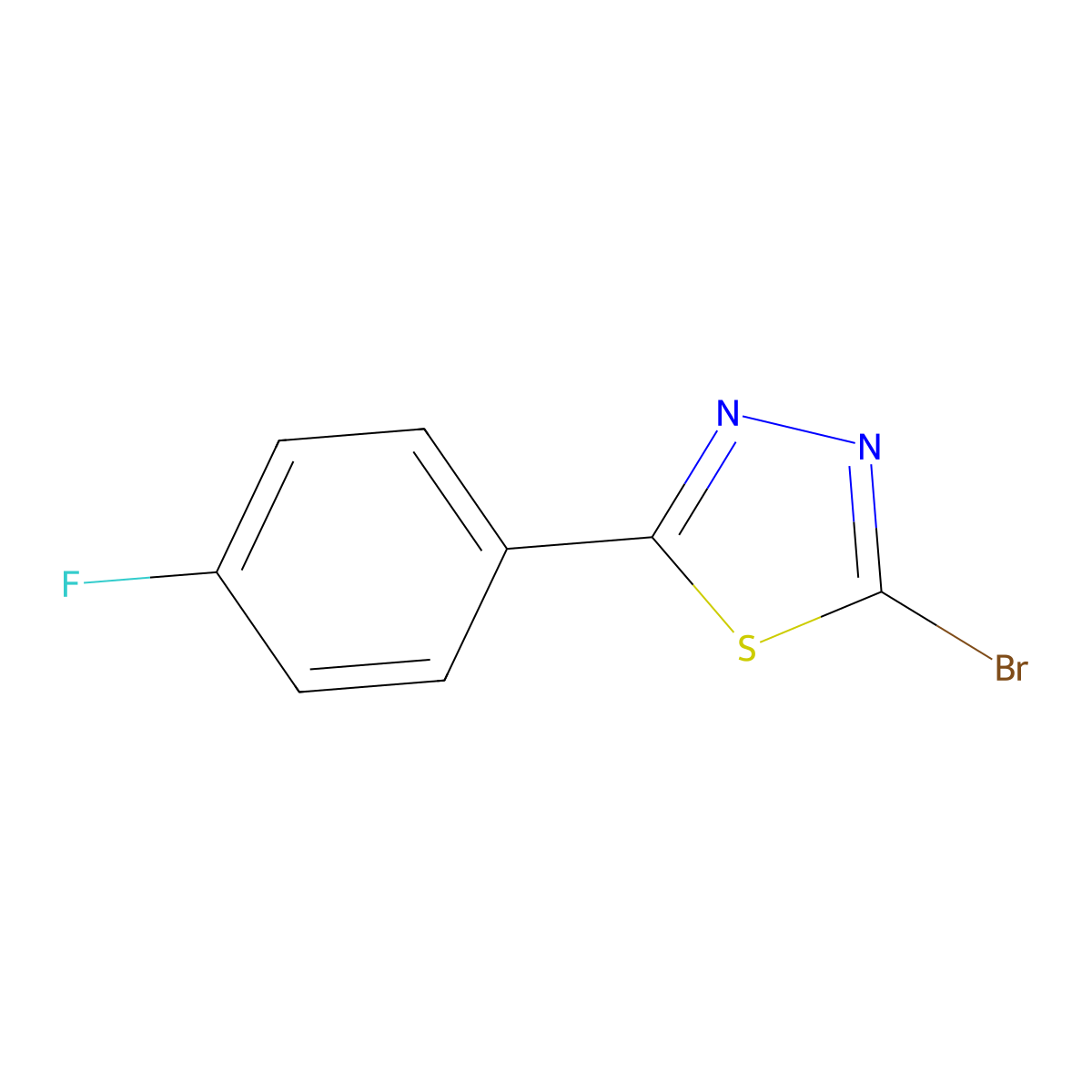 2-Bromo-5-(4-fluorophenyl)-1,3,4-thiadiazole molecular structure, CAS 57709-55-4