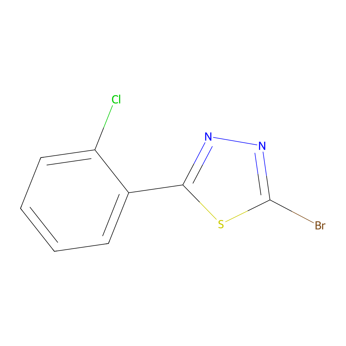 2-Bromo-5-(2-chlorophenyl)-1,3,4-thiadiazole molecular structure, CAS 57709-56-5
