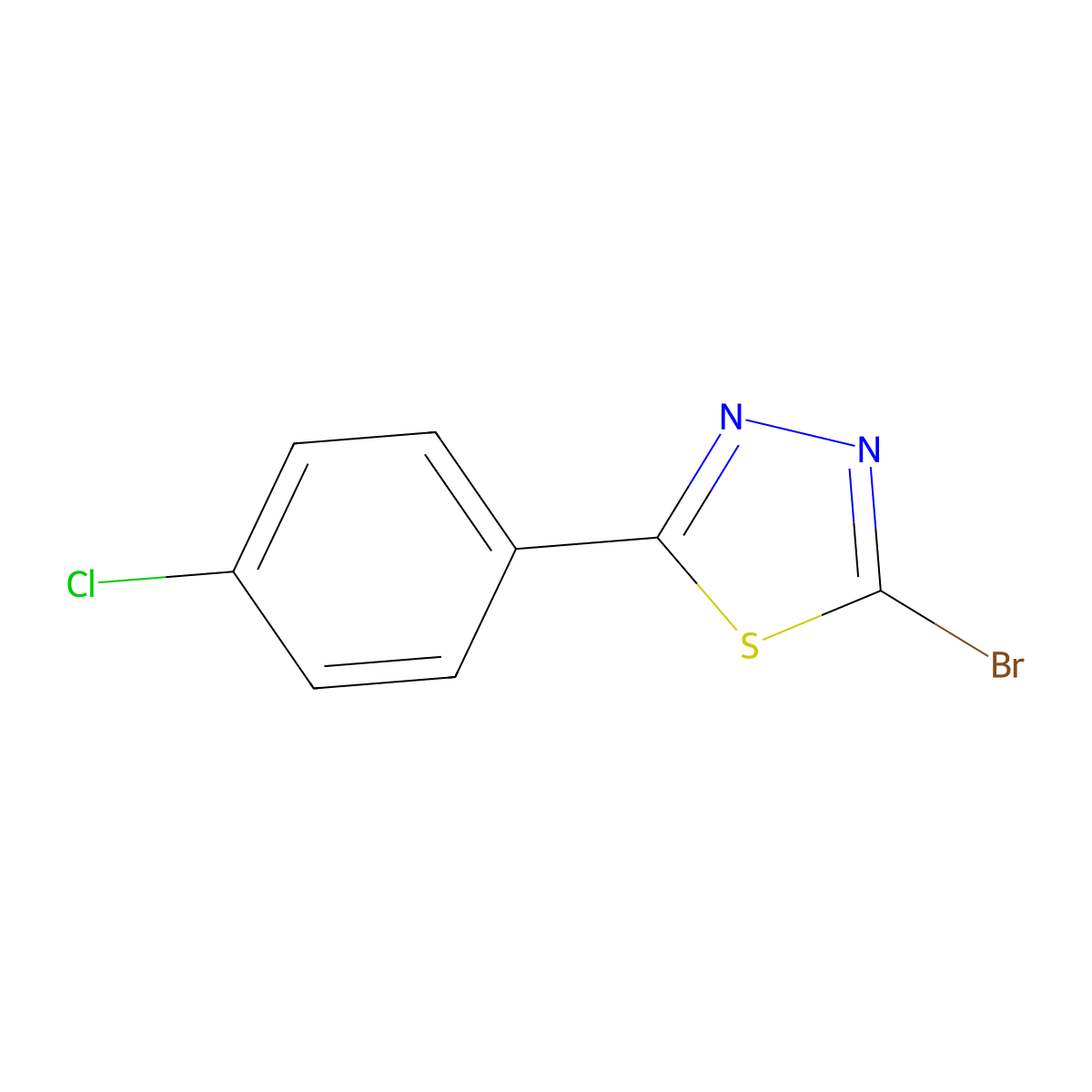 2-Bromo-5-(4-chlorophenyl)-1,3,4-thiadiazole molecular structure, CAS 57709-58-7