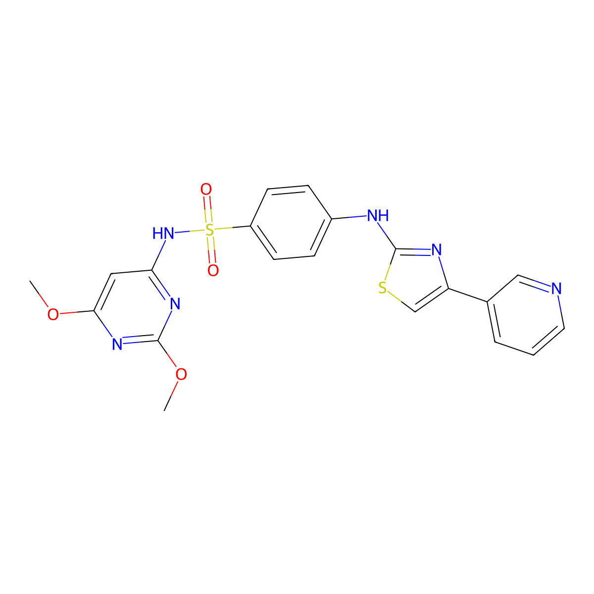 N-(2,6-dimethoxypyrimidin-4-yl)-4-[(4-pyridin-3-yl-1,3-thiazol-2-yl)amino]benzenesulfonamide molecular structure, CAS 5771-57-3