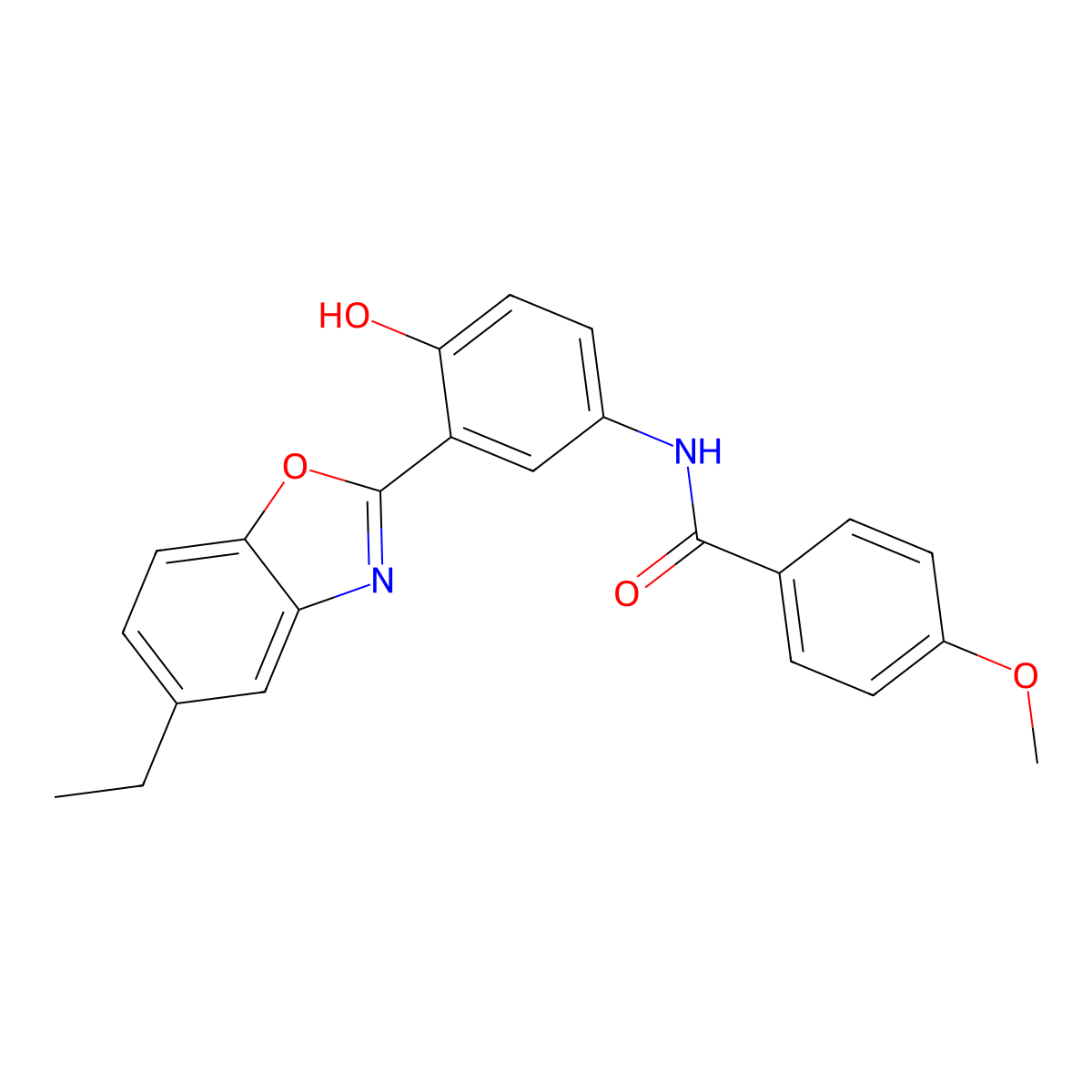 N-[3-(5-Ethyl-1,3-benzoxazol-2-YL)-4-hydroxyphenyl]-4-methoxybenzamide molecular structure, CAS 5771-75-5