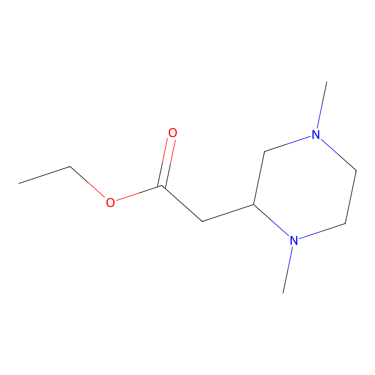 Ethyl 2-(1,4-dimethylpiperazin-2-yl)acetate molecular structure, CAS 5771-96-0