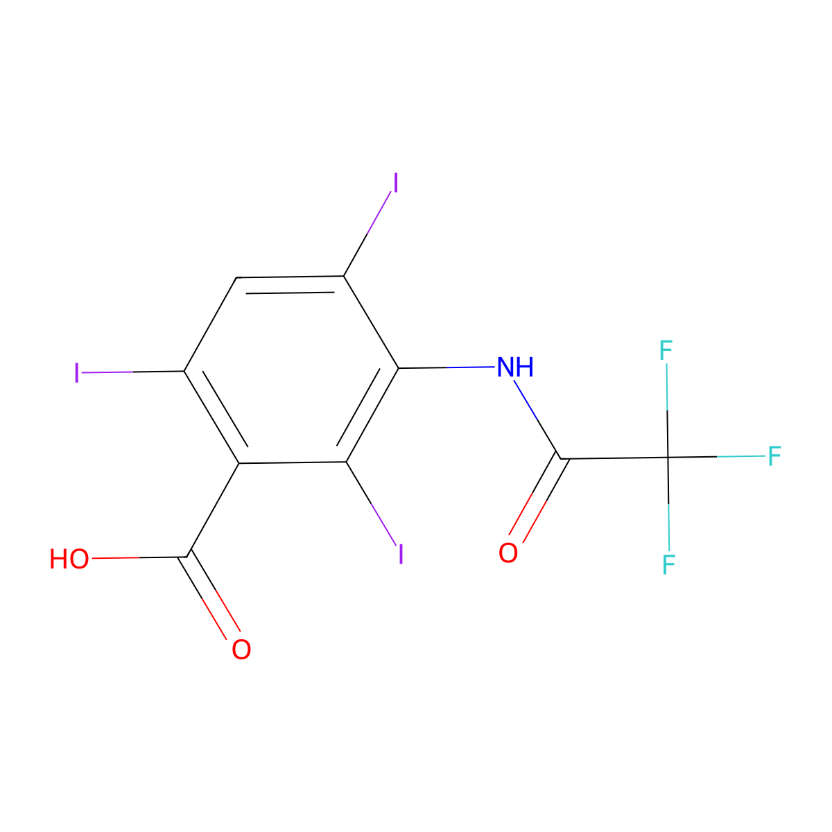 2,4,6-Triiodo-3-(trifluoroacetamido)benzoic acid molecular structure, CAS 57710-04-0