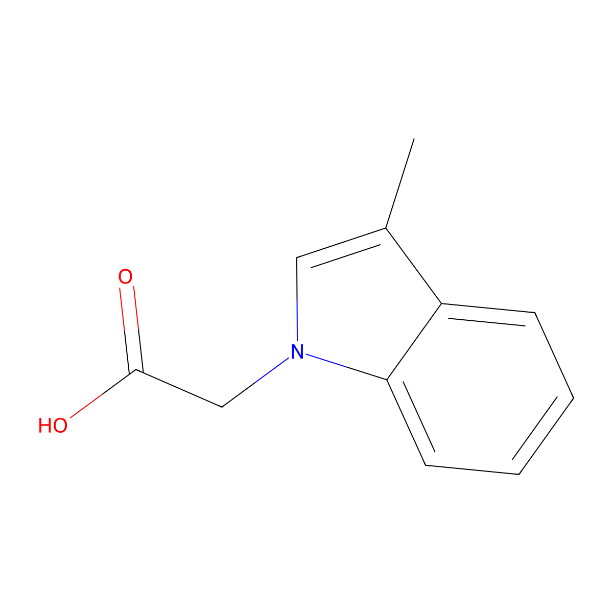 2-(3-methyl-1H-indol-1-yl)acetic acid molecular structure, CAS 57710-28-8