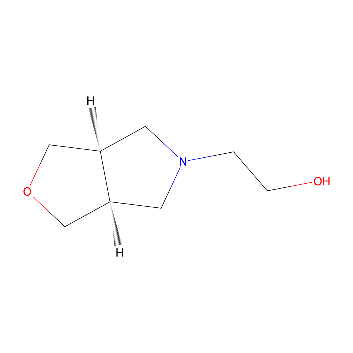 2-((3aR,6aS)-hexahydro-1H-furo(3,4-c)pyrrol-5-yl)ethan-1-ol molecular structure, CAS 57710-46-0