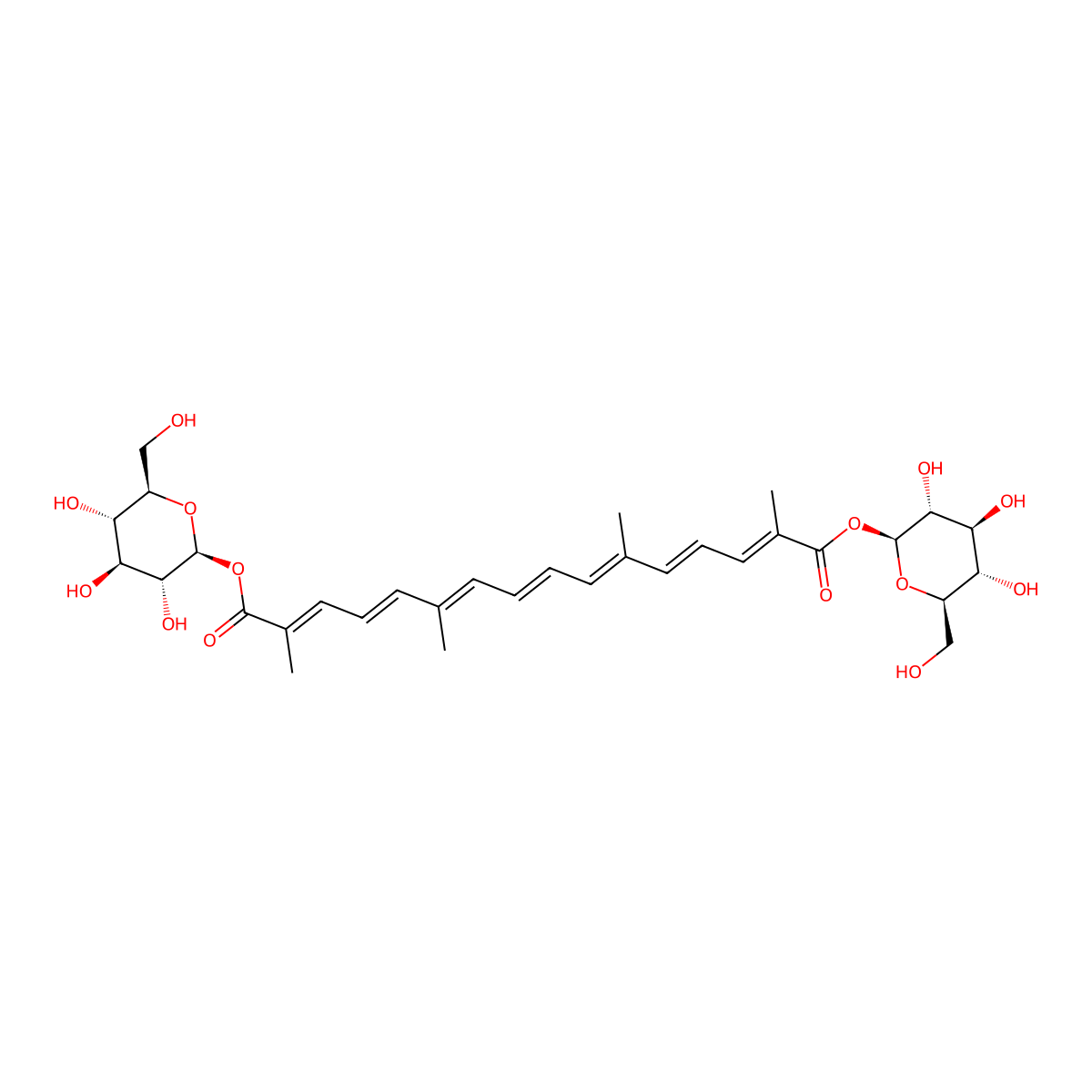 Crocetin diglucosyl ester molecular structure, CAS 57710-64-2