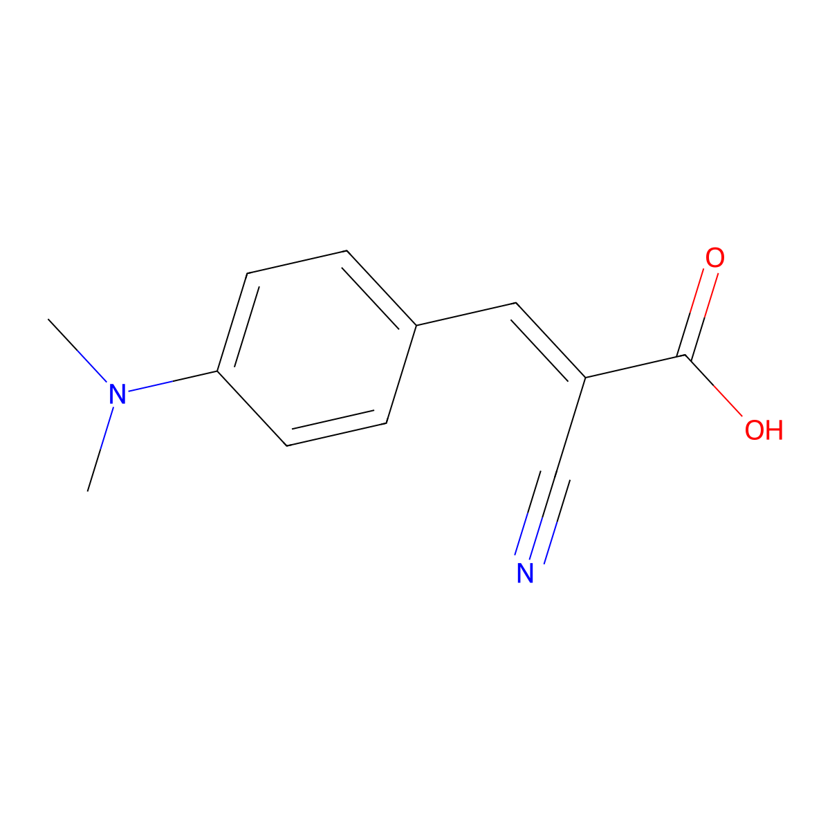 (2E)-2-cyano-3-(4-(dimethylamino)phenyl)prop-2-enoic acid molecular structure, CAS 57711-73-6
