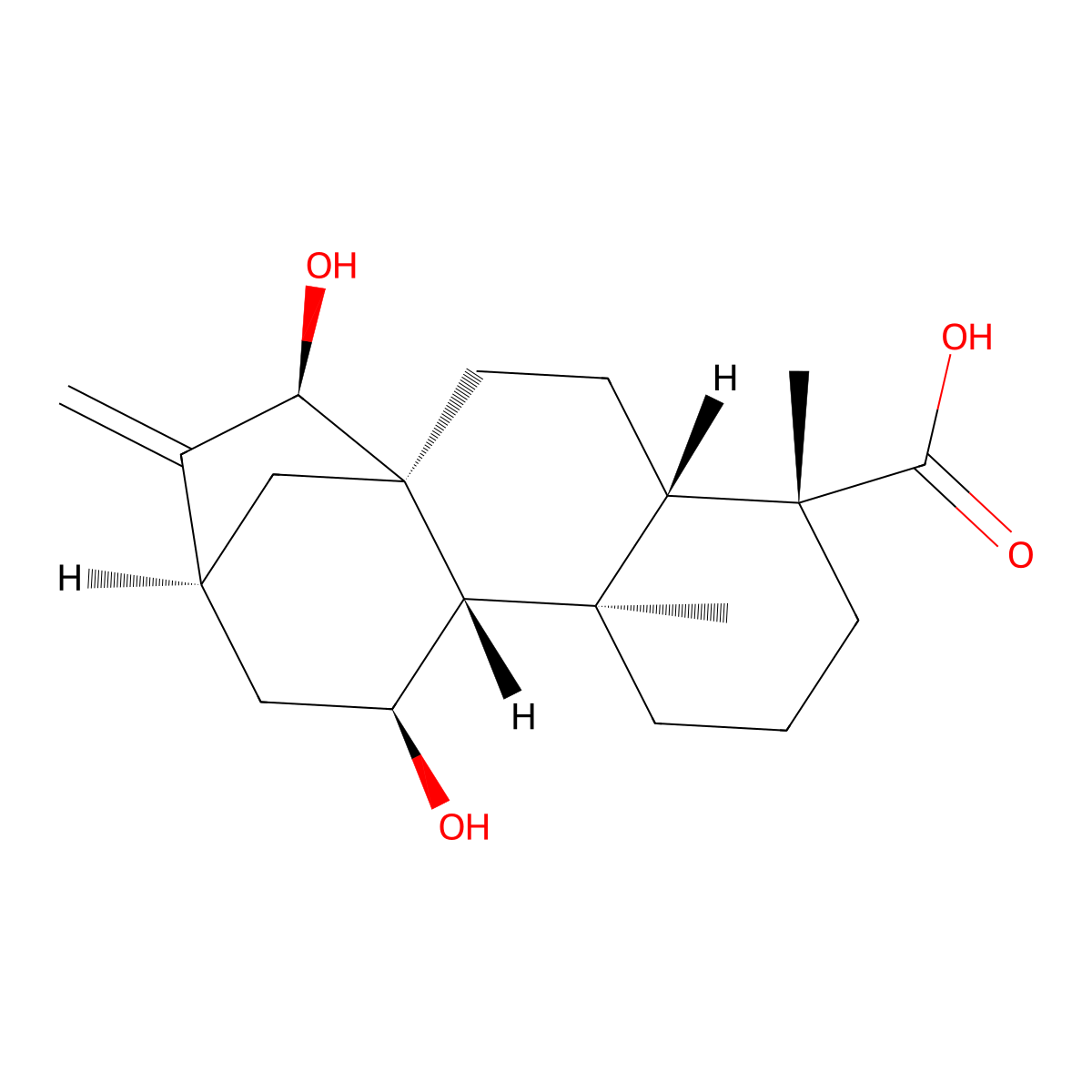 (1R,4S,5R,9R,10S,11S,13S,15R)-11,15-dihydroxy-5,9-dimethyl-14-methylidenetetracyclo[11.2.1.01,10.04,9]hexadecane-5-carboxylic acid molecular structure, CAS 57719-76-3
