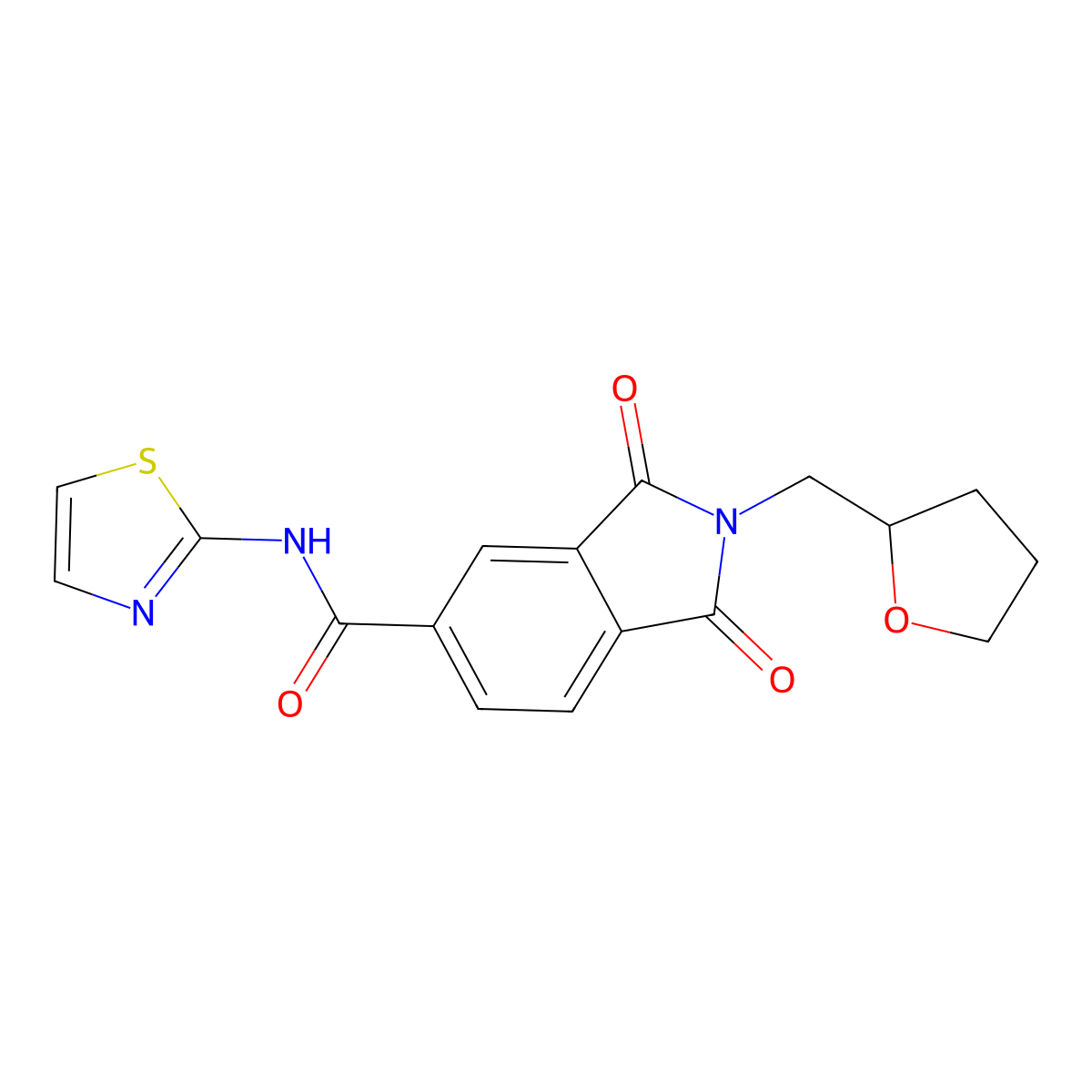 1,3-dioxo-2-(oxolan-2-ylmethyl)-N-(1,3-thiazol-2-yl)isoindole-5-carboxamide molecular structure, CAS 5772-22-5