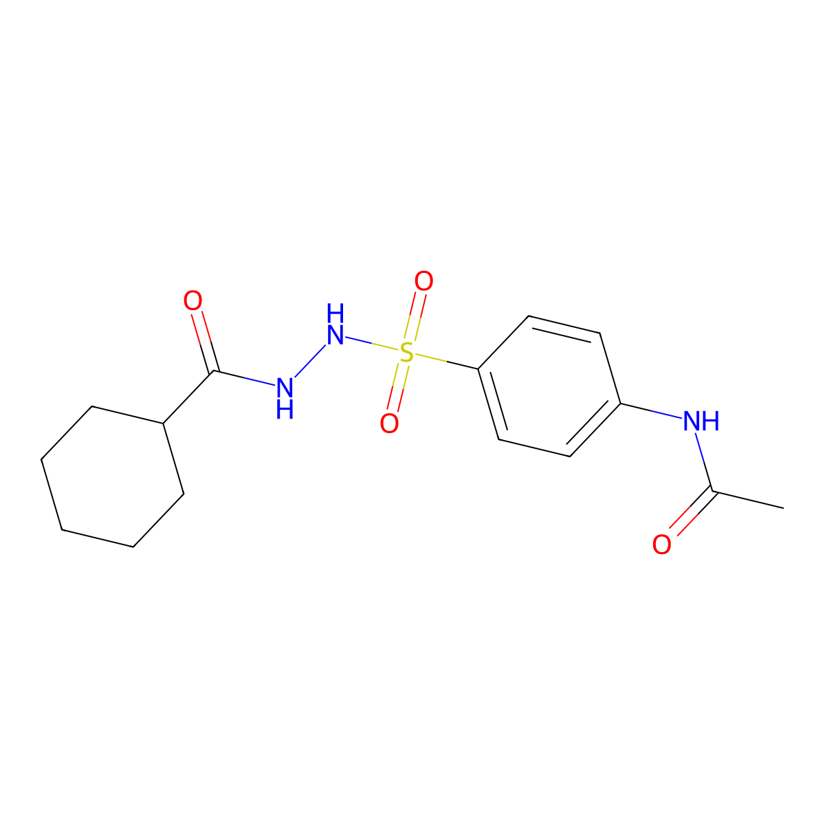 N-(4-{[2-(cyclohexylcarbonyl)hydrazino]sulfonyl}phenyl)acetamide molecular structure, CAS 5772-37-2