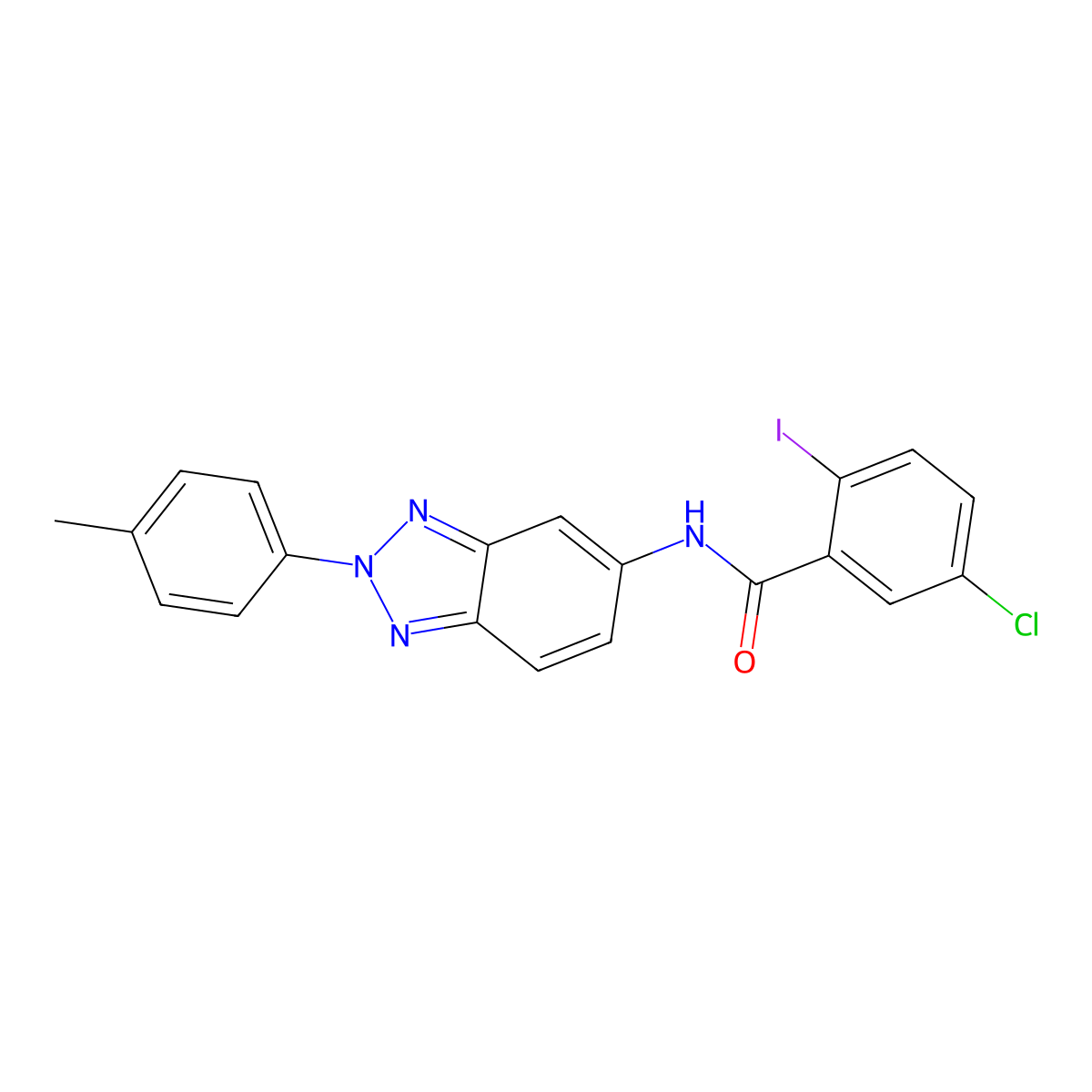 5-Chloro-2-iodo-N-[2-(4-methylphenyl)-2H-benzotriazol-5-yl]benzamide molecular structure, CAS 5772-59-8