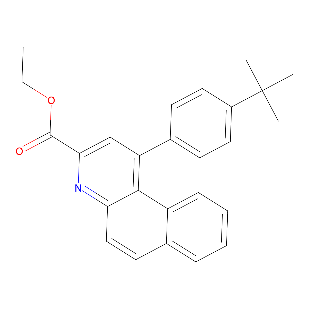 Ethyl 1-(4-tert-butylphenyl)benzo[f]quinoline-3-carboxylate molecular structure, CAS 5772-98-5