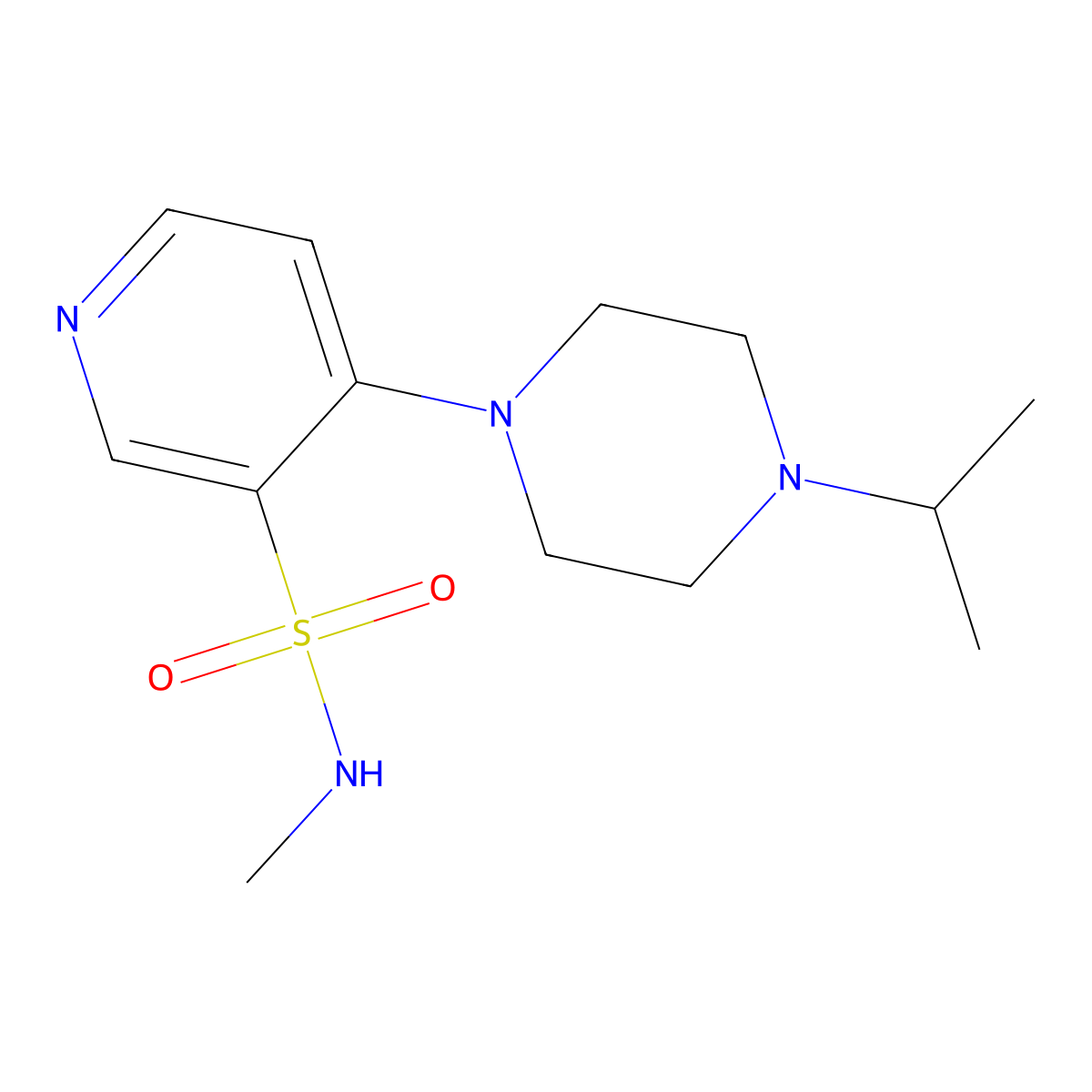 N-methyl-4-(4-propan-2-ylpiperazin-1-yl)pyridine-3-sulfonamide molecular structure, CAS 57725-23-2