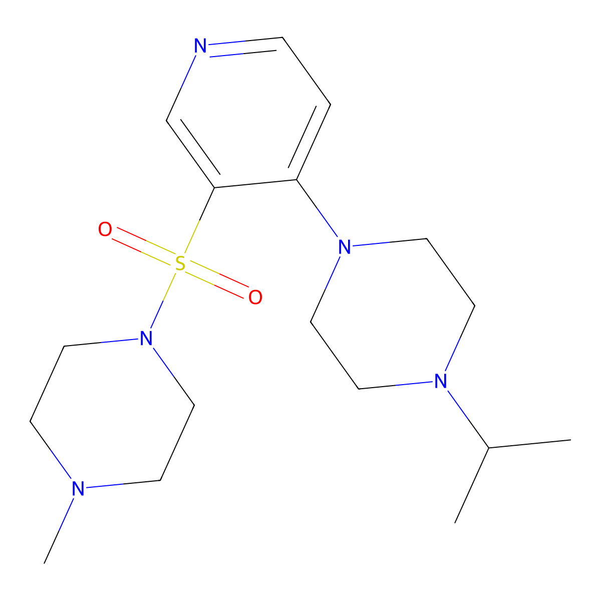 1-Isopropyl-4-{3-[(4-methyl-1-piperazinyl)sulfonyl]-4-pyridinyl}piperazine molecular structure, CAS 57725-30-1